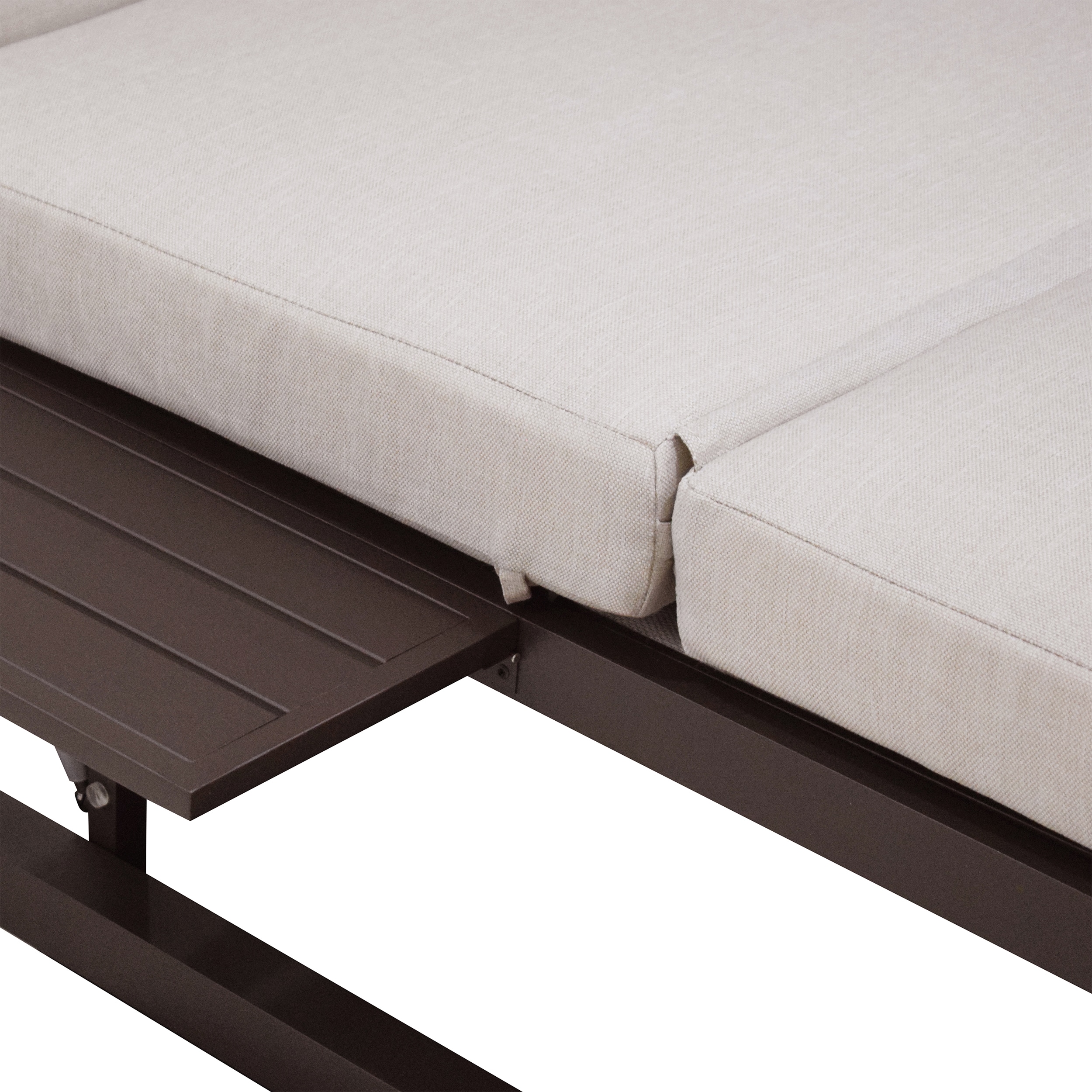 Outdoor Black Aluminum Frame Daybed with Beige Cushions