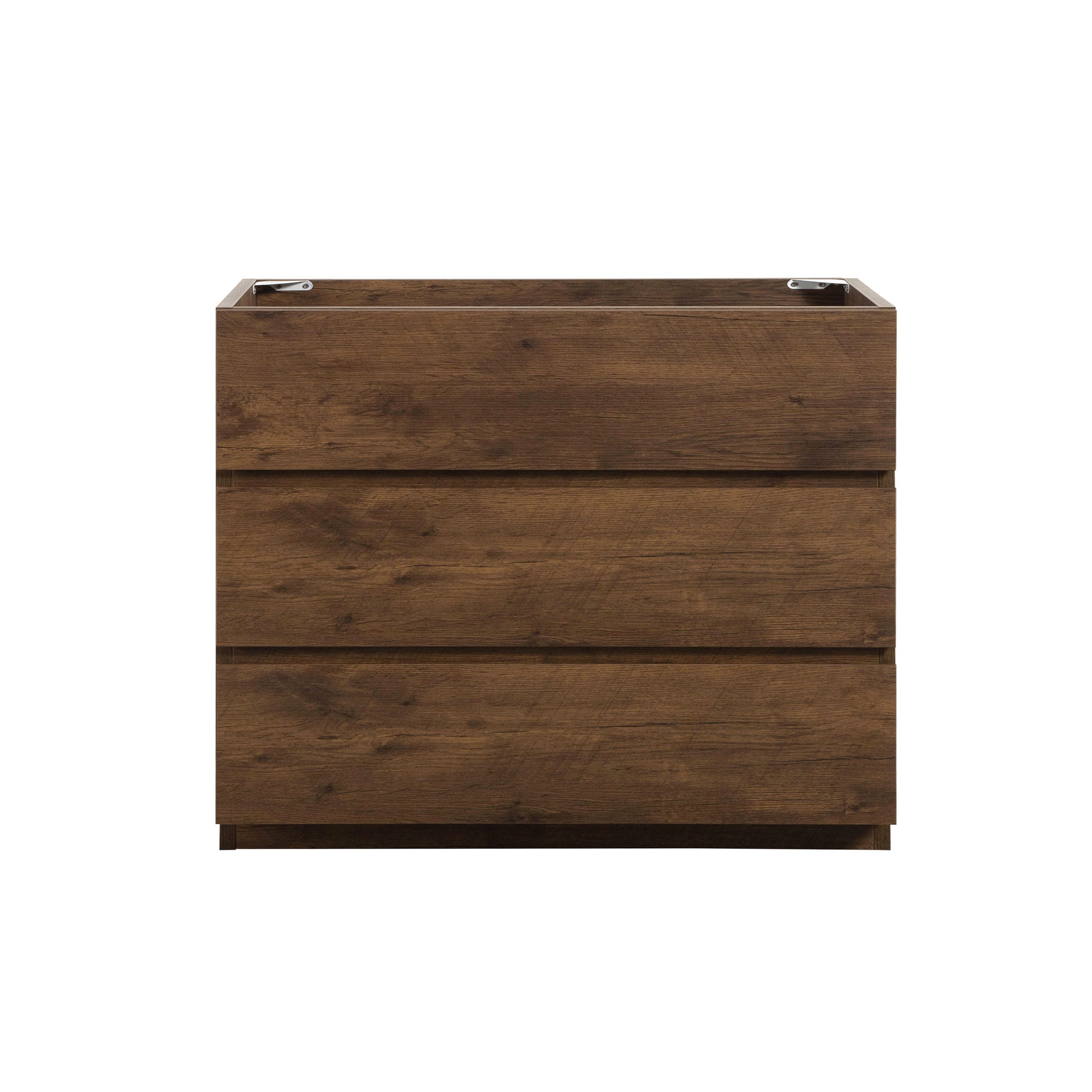 LUXEYARD Floor cabinet WITHOUT basin Walnut color With three drawers Pre-assembled