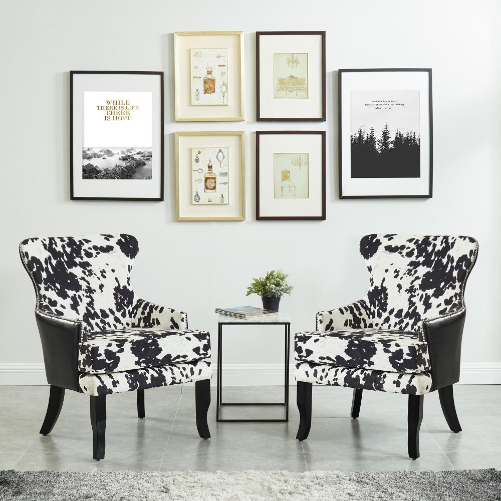 Linon Simon Casual Cow Print Vinyl Club Chair in the Chairs