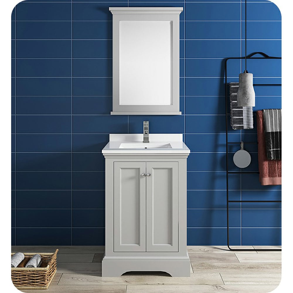Windsor 24" Gray Solid Wood Freestanding Bathroom Vanity Cabinet