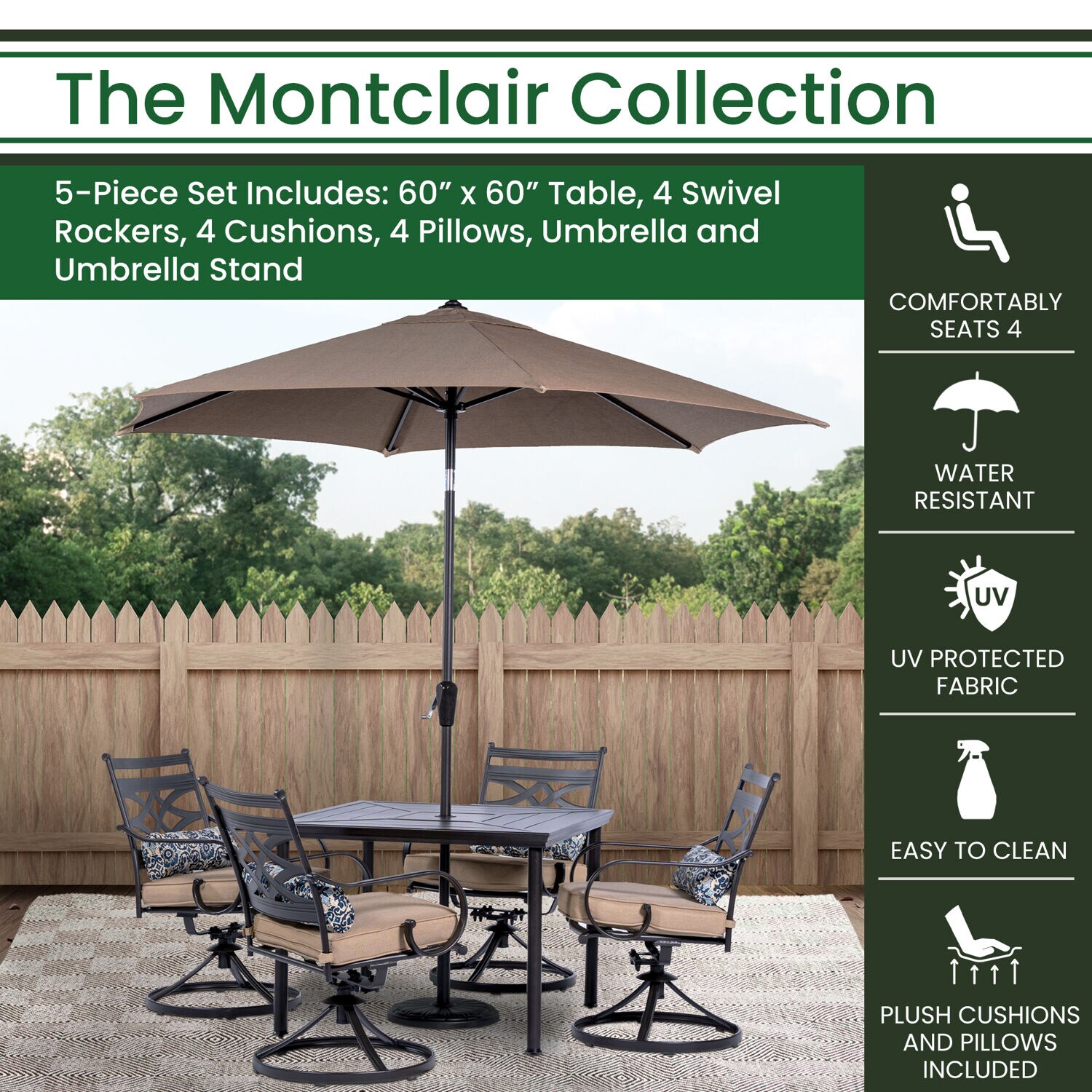 Hanover MCLRDN5PCSQSW4-SU-T Patio-Dining-Sets - View #3