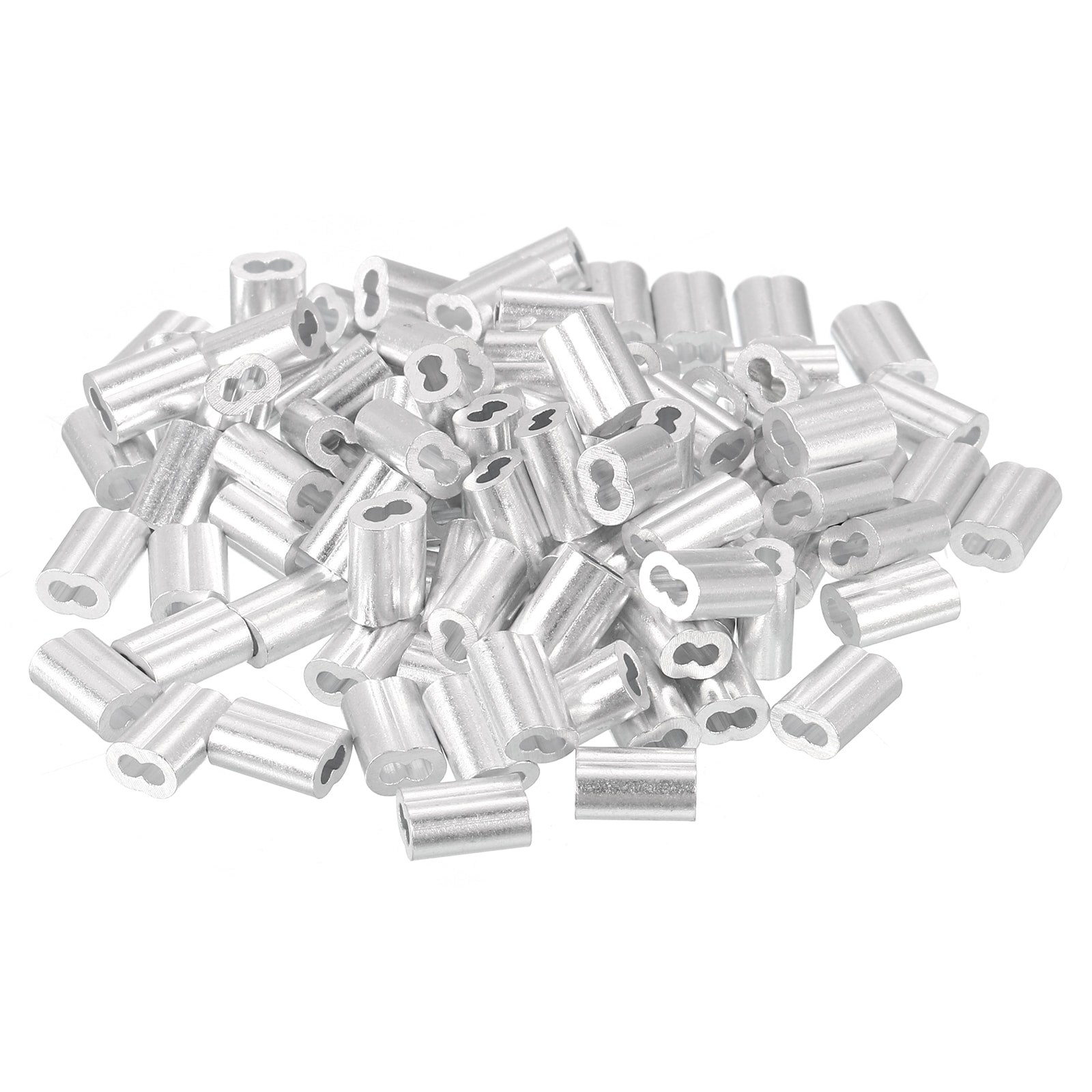 Unique Bargains 100pcs Aluminum Crimping Loop Sleeve for 1/16 Inch Diameter Wire Rope Double Ferrule Aluminum Wire Rope Sleeve for Cable Line End #S26042700UX6146