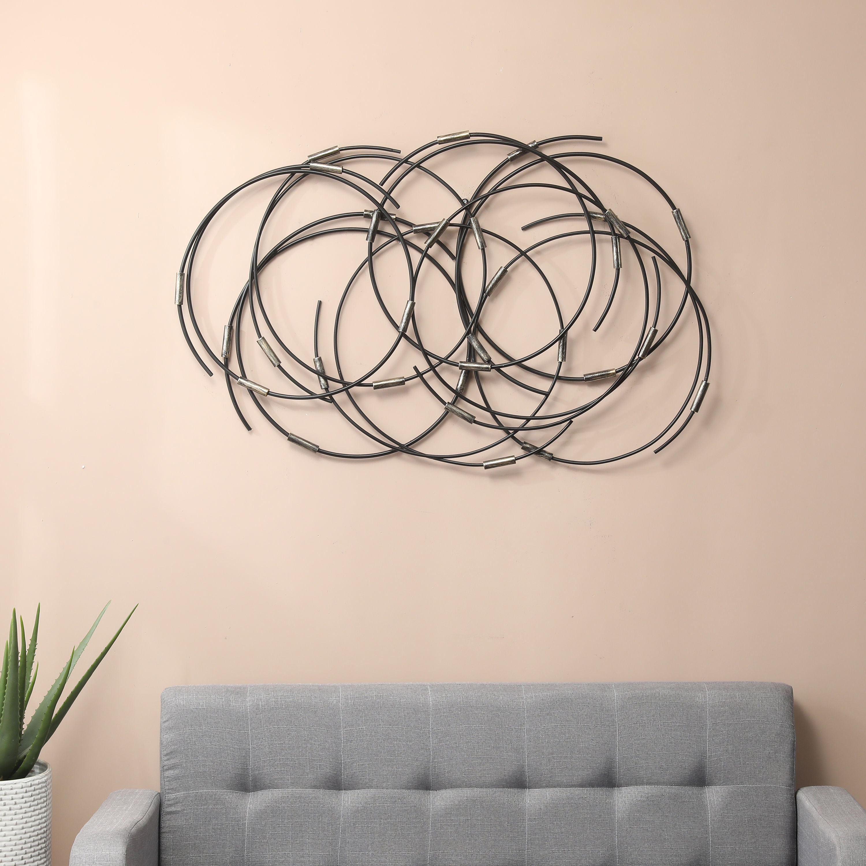 Luxen Home 40.25-in W x 20.75-in H Metal Abstract Wall Accent at Lowes.com