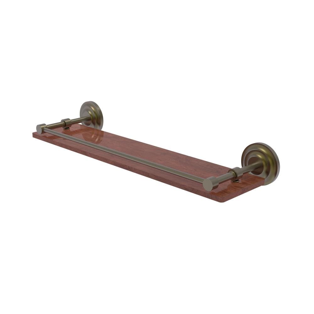 Allied Brass QN-1-22-GAL-IRW-ABR Que New Antique Brass Wall mount Bathroom Shelf ( 22-in x 3-in x 5-in )