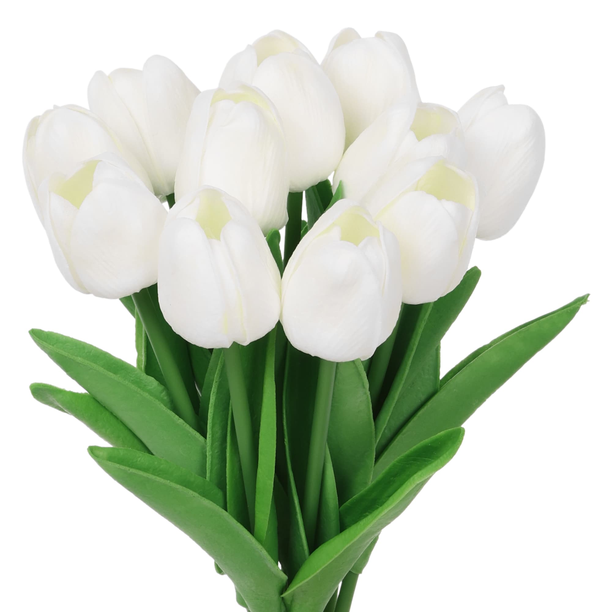 Unique Bargains 12pcs Artificial Tulip Fake Flowers Decor Flower Arrangement Bouquets and Home Kitchen Wedding Bouquet Decorations Office Floral 12.6-Inch White