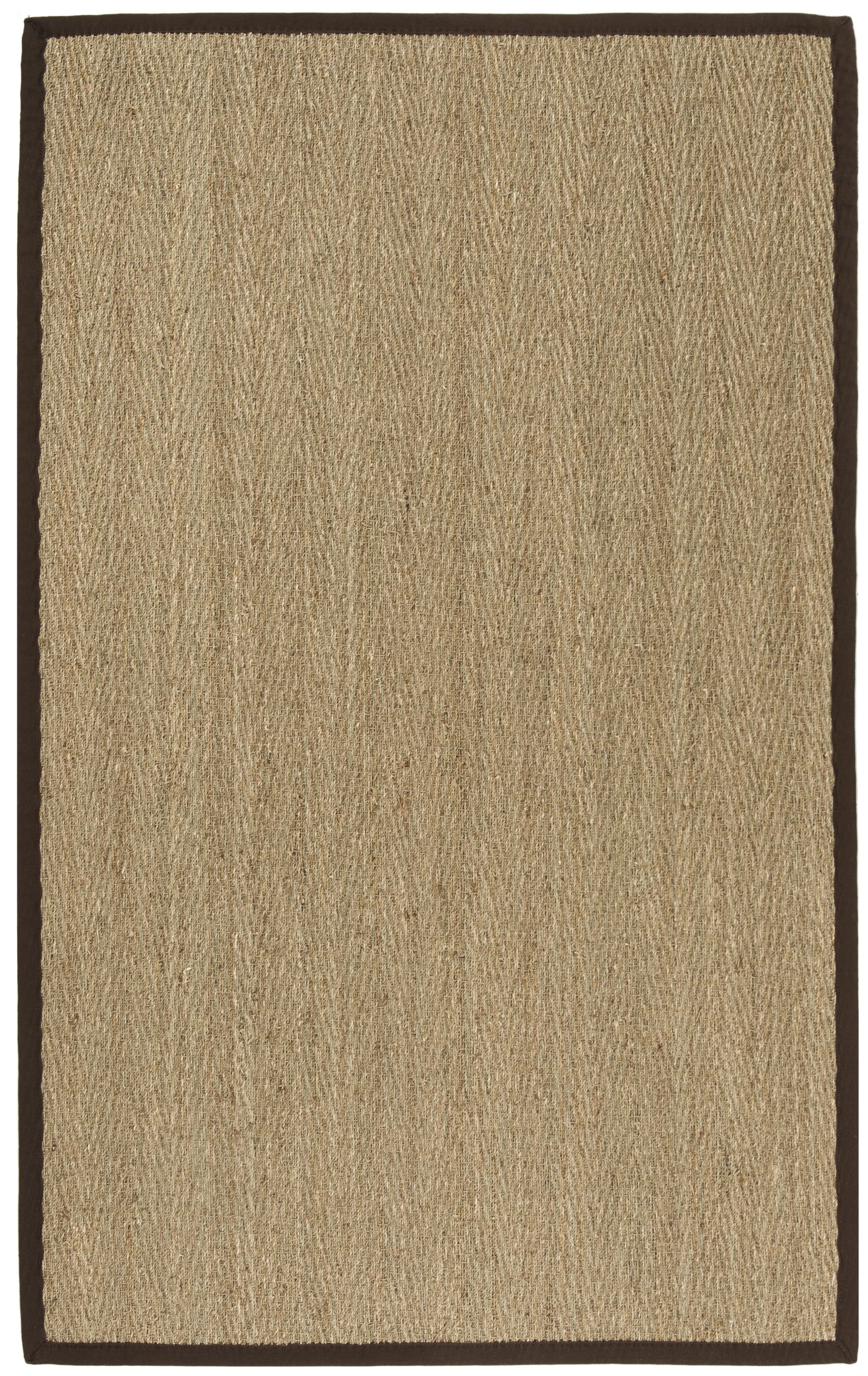 Safavieh NF115K-3 Natural Fiber Montauk 3 x 5 (ft) Loomed Seagrass Natural/Dark Brown Rectangular Indoor Chevron Coastal Throw rug