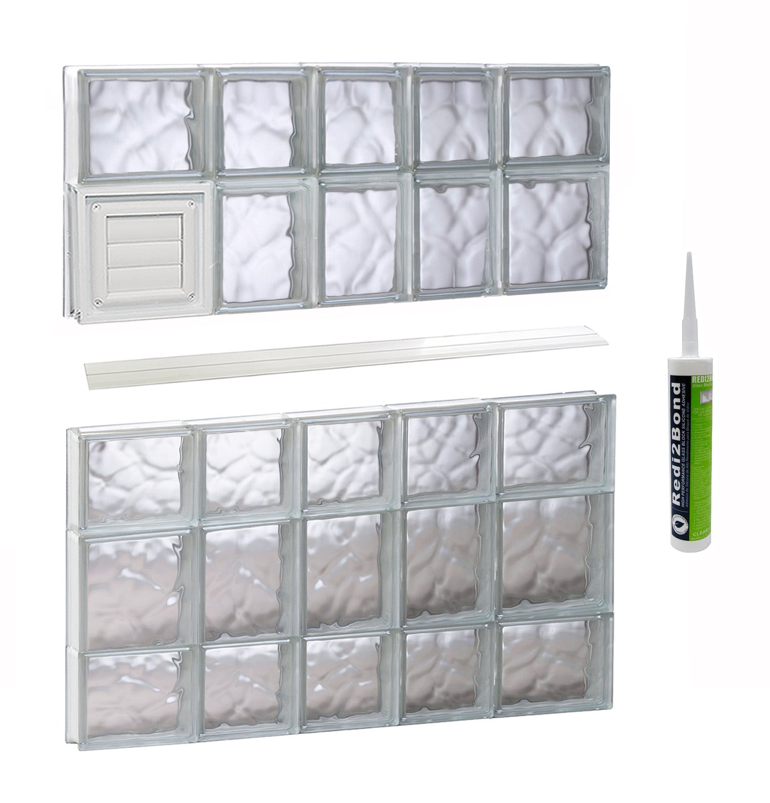 REDI2SET D3434DC Wavy Glass 32-3/4-in x 32-3/4-in Frameless Replacement Dryer vent Glass Block Window