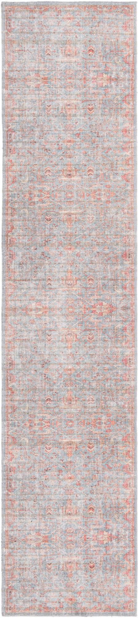 Blue Vintage Nostalgia Indoor Runner - Washable & Stain-Resistant