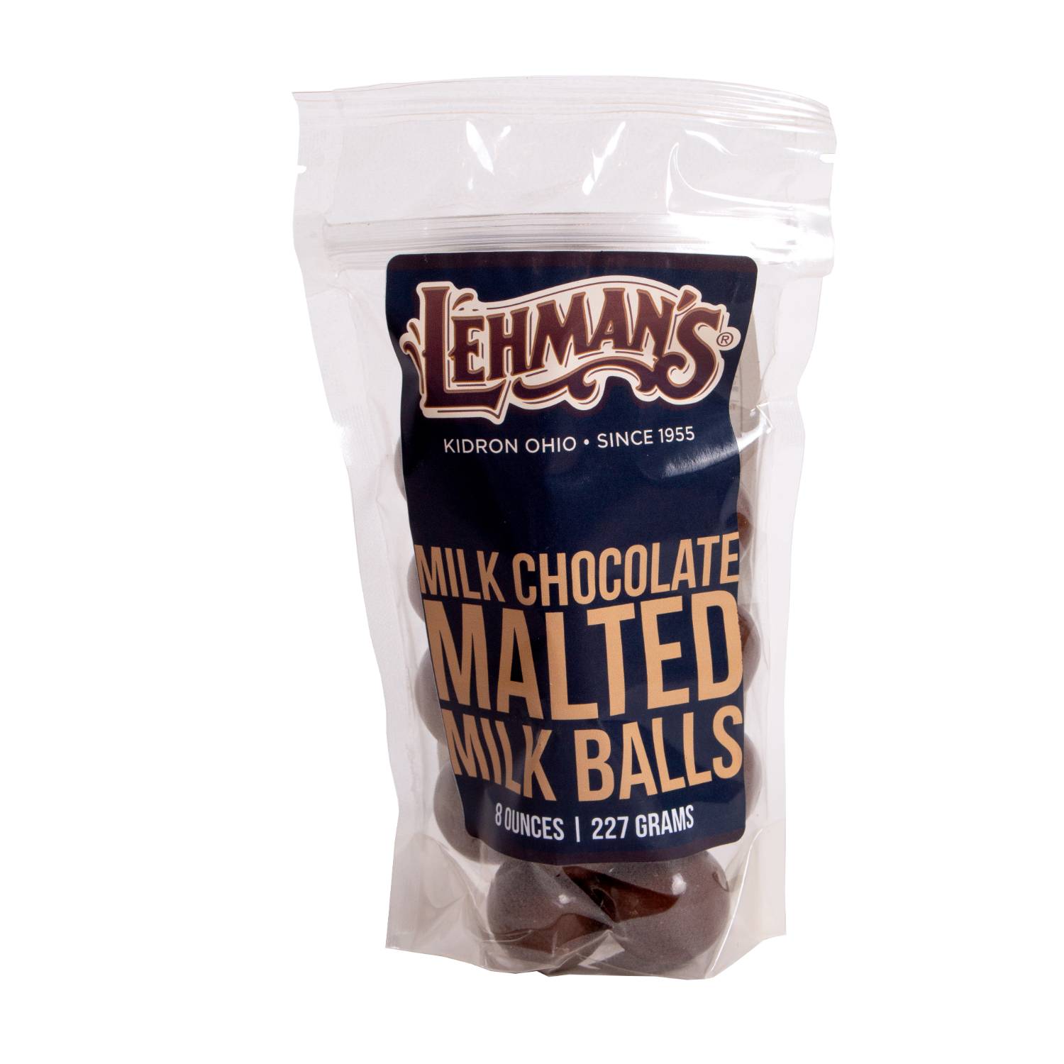 Lehman's Lehmans Chocolate Malted Milk Balls - Milk Chocolate Coated Candy - 8 oz Resealable Bag