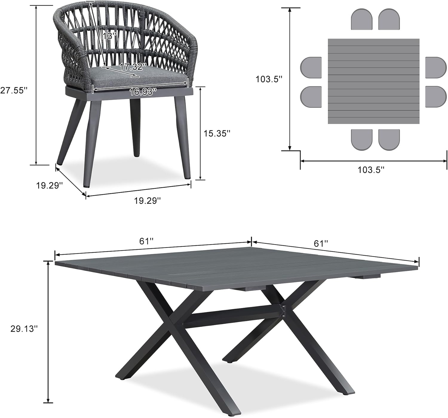 PURPLE LEAF LS01-RPL09-155-GY Patio-Dining-Sets - View #2