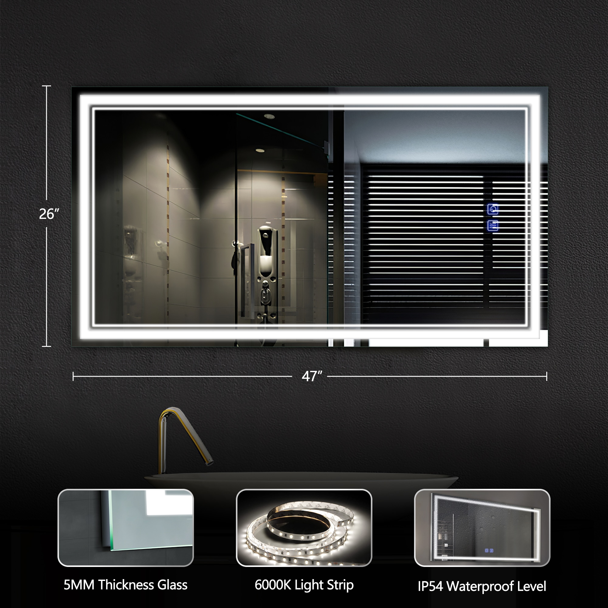 Dovelina LS-A-MR03076 Framed-Bath-Mirrors - View #7