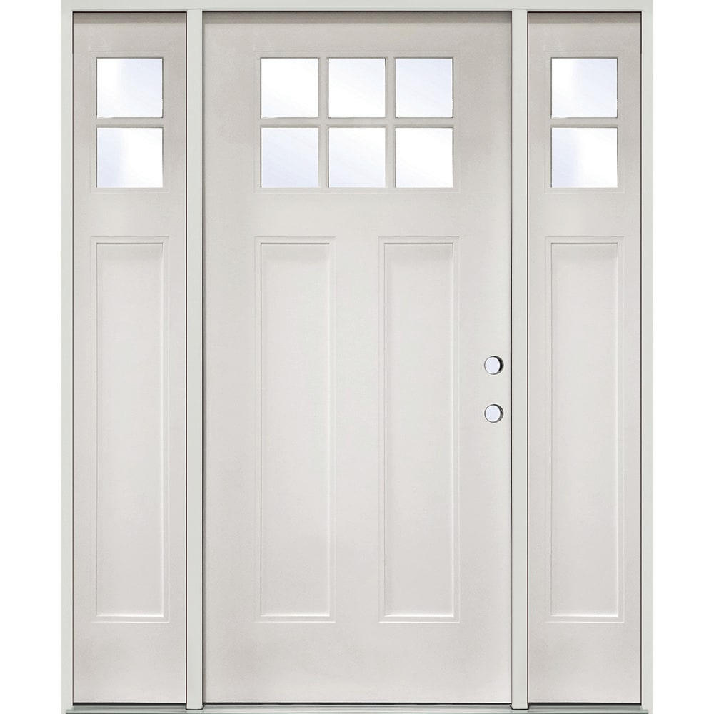 Greatview Doors FG523SL3612L 62-in x 80-in x 4-9/16-in Fiberglass Craftsman Left-hand inswing Fiberglass Unfinished Prehung Front Door with Sidelights Insulating core