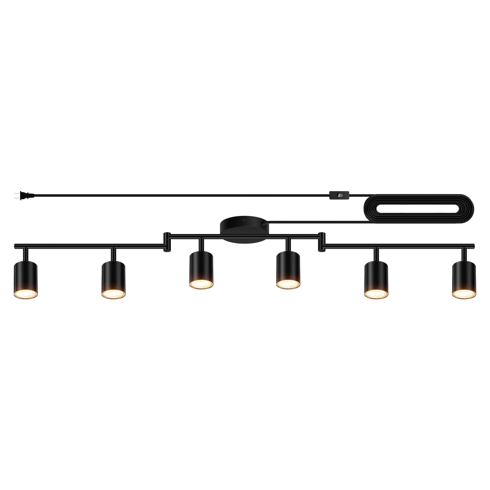 Yichuhaoxi Plug in Track Lighting LED 6 Light Kit Black Ceiling Fixture ...