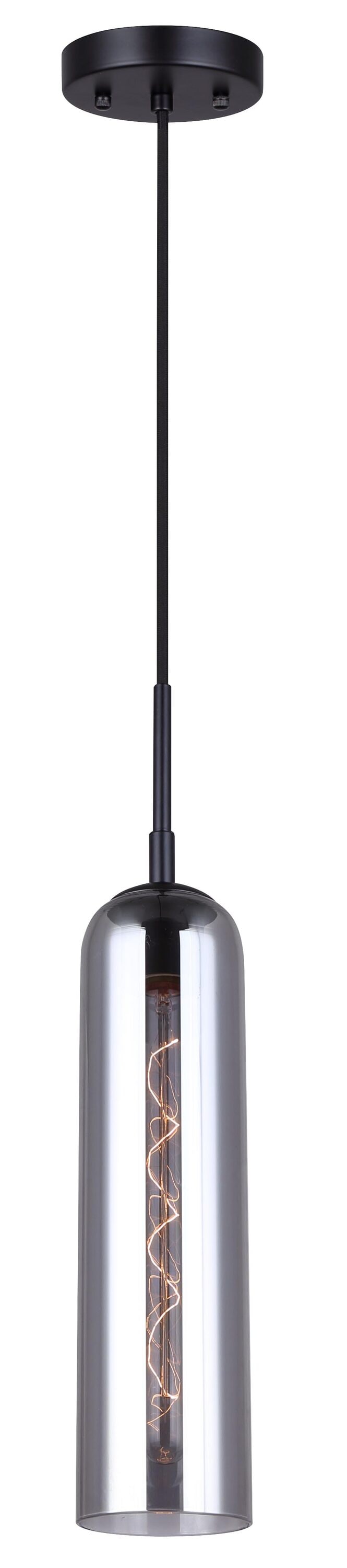 Canarm Eloise Matte Black Modern/Contemporary Tinted Glass Cylinder Mini Hanging  Pendant Light in the Pendant Lighting department at