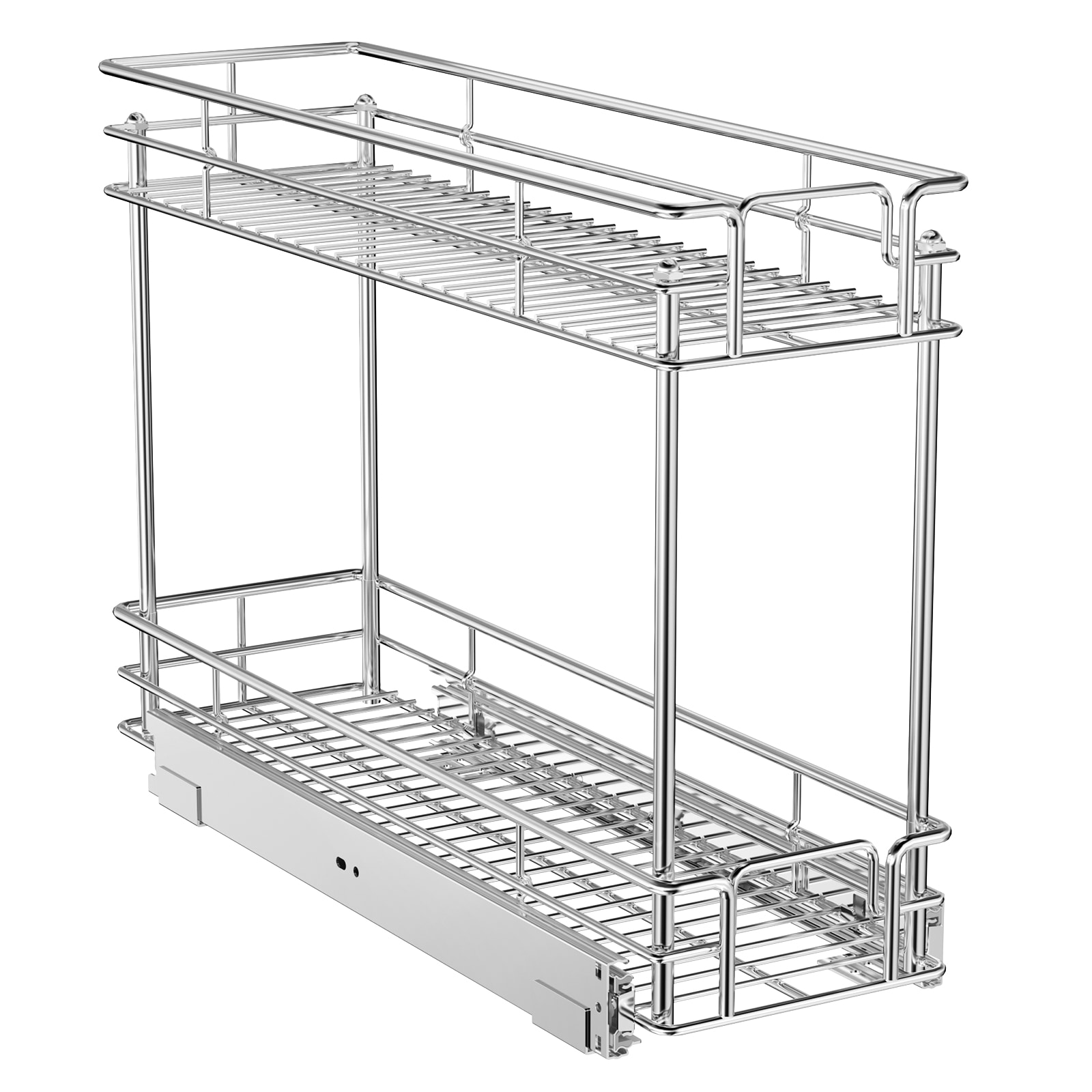LOVMOR 0922-2TIER-SPICE 2 Tier Pull Out Spice Rack for Narrow Cabinet (8½in W X 21½in D) Slide Out Cabinet Organizer and Pull Out Shelves Under Cabinet Storage for Kitchen