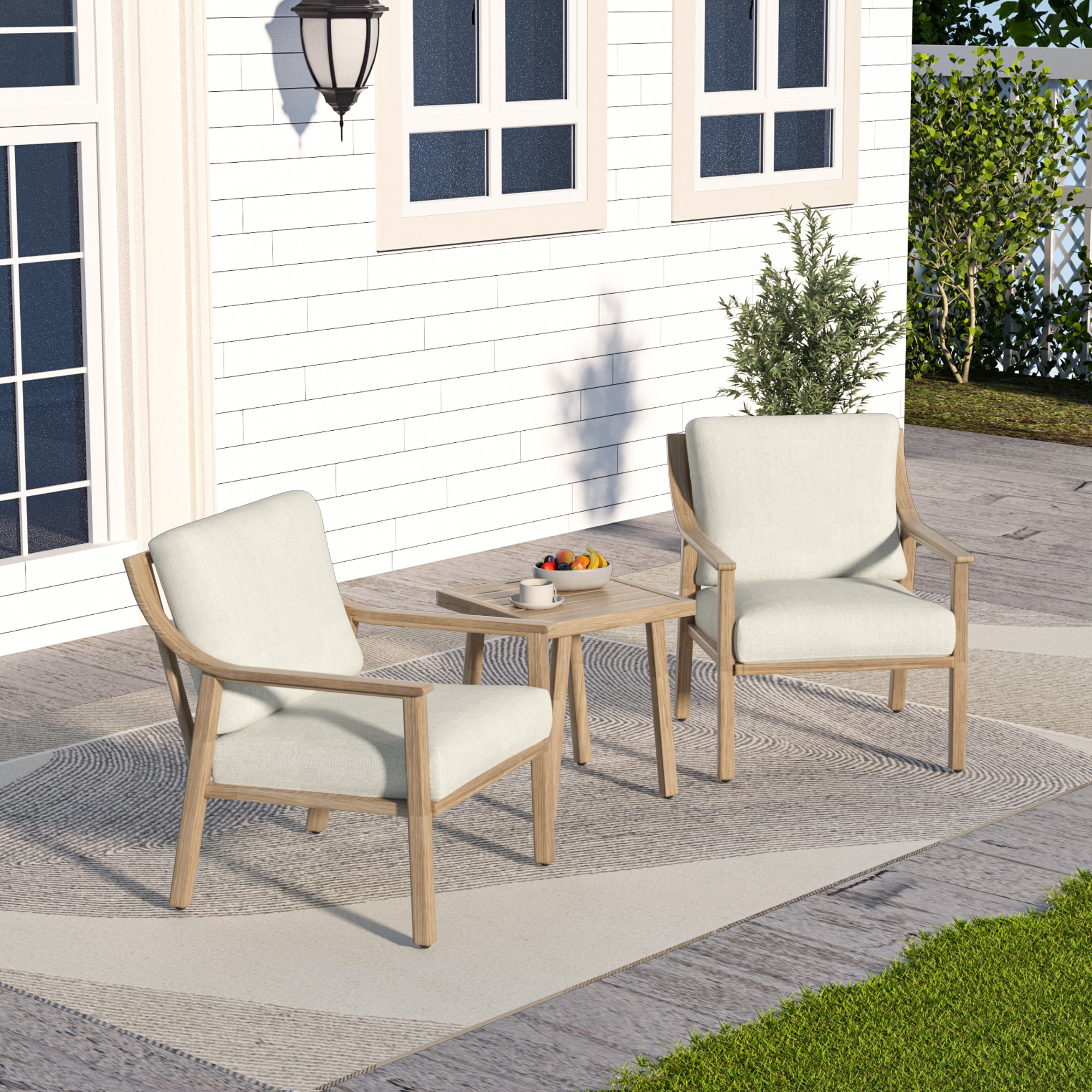  CP-SF3-MM-D1-WL2 3 -Piece Patio Conversation Set with White Cushions