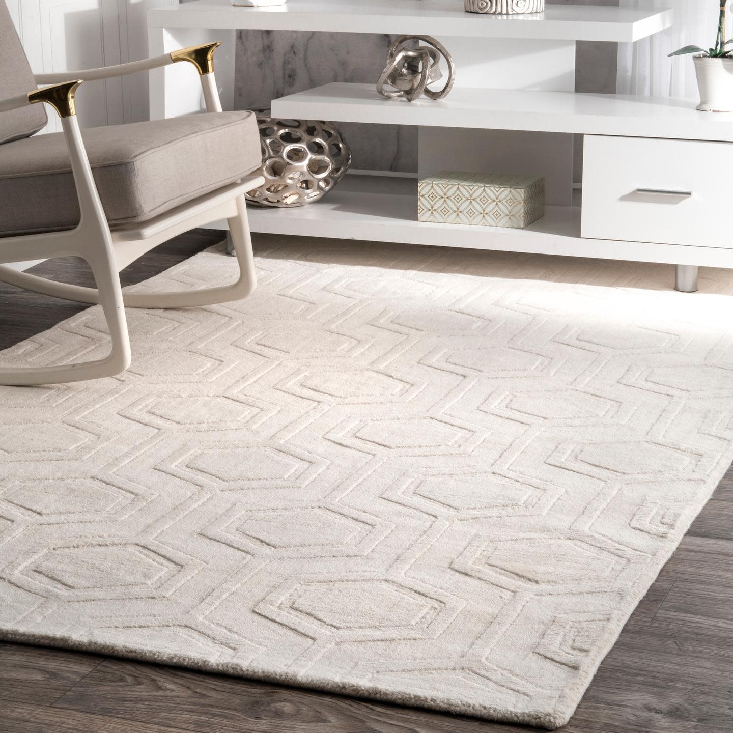 nuLOOM Ambrose 6 X 9 (ft) Wool Ivory Indoor Geometric Area Rug in the ...