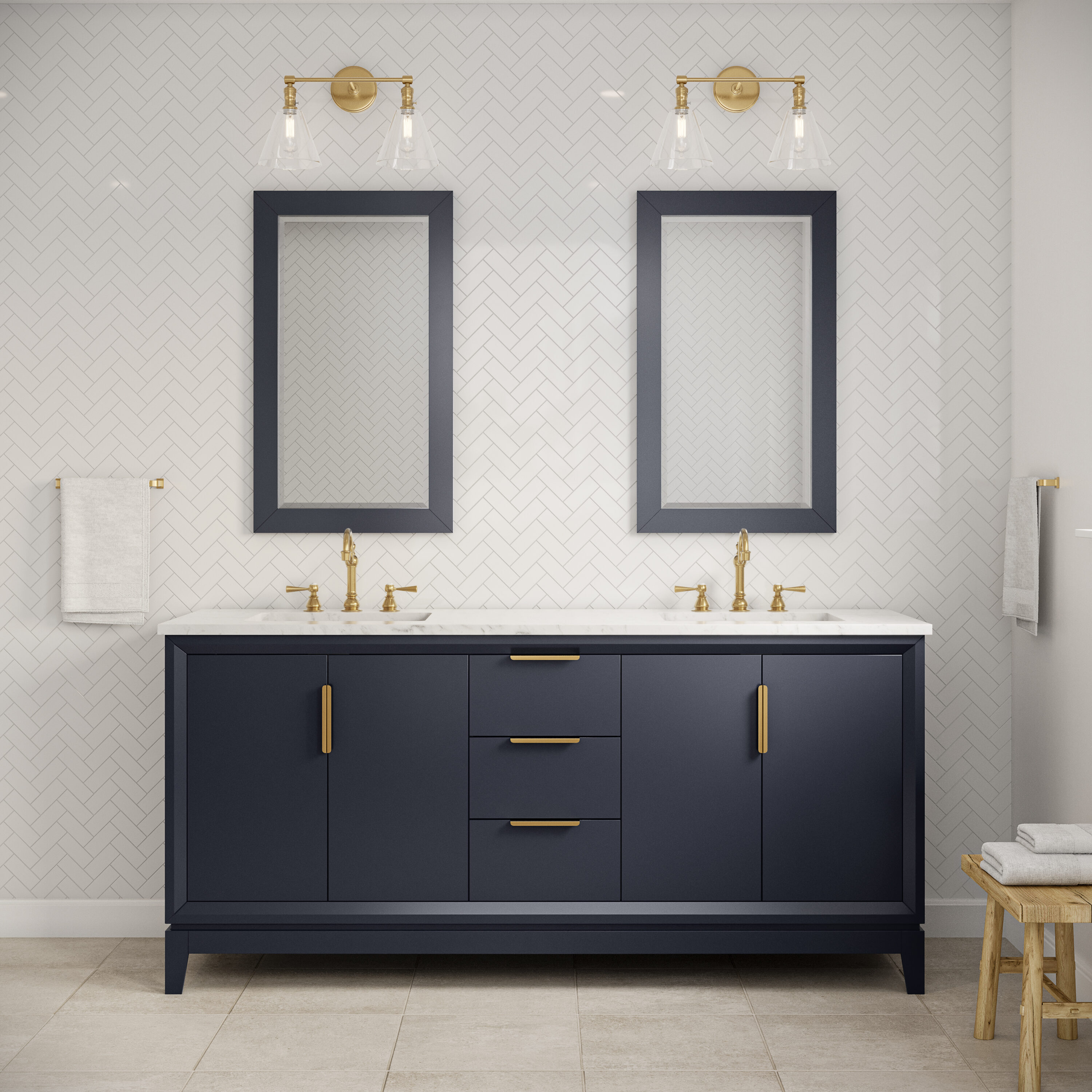 Water Creation Elizabeth 72-in Monarch Blue Undermount Double Sink ...