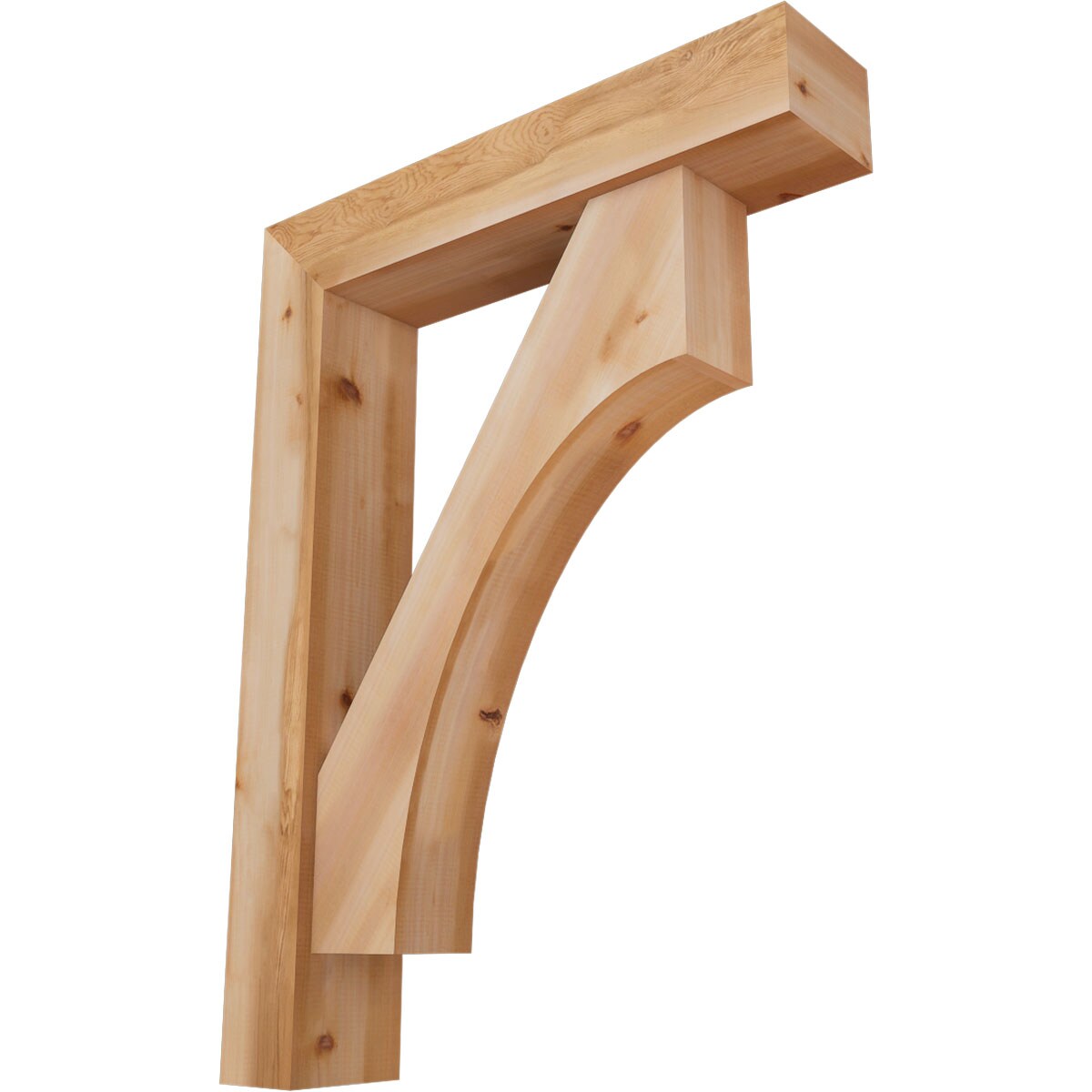 Ekena Millwork 1464498 Westlake Block Smooth Bracket with Offset Brace 7-1/2-in x 36-in x 48-in Western red cedar Brown Wood Standard bracket