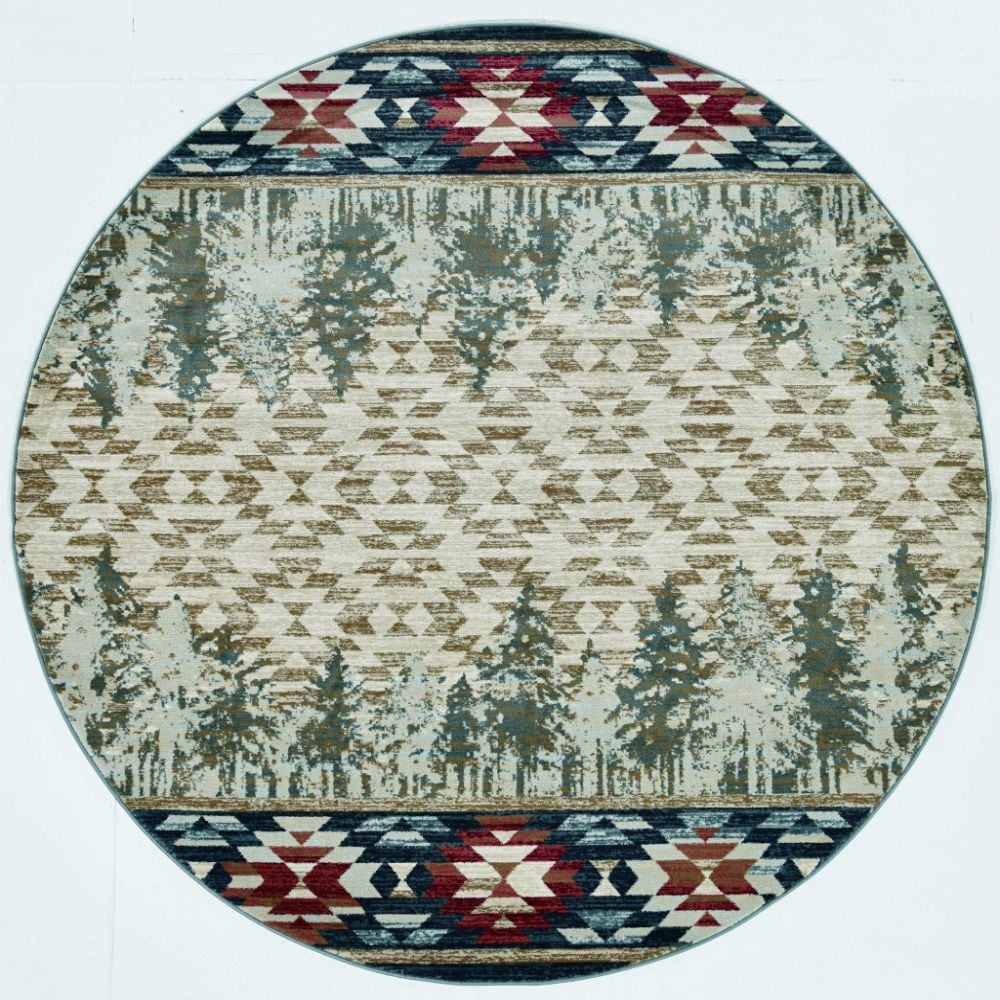 HomeRoots 352683 Bernadette 7 X 7 (ft) Rag Ivory Round Indoor Abstract Area Rug