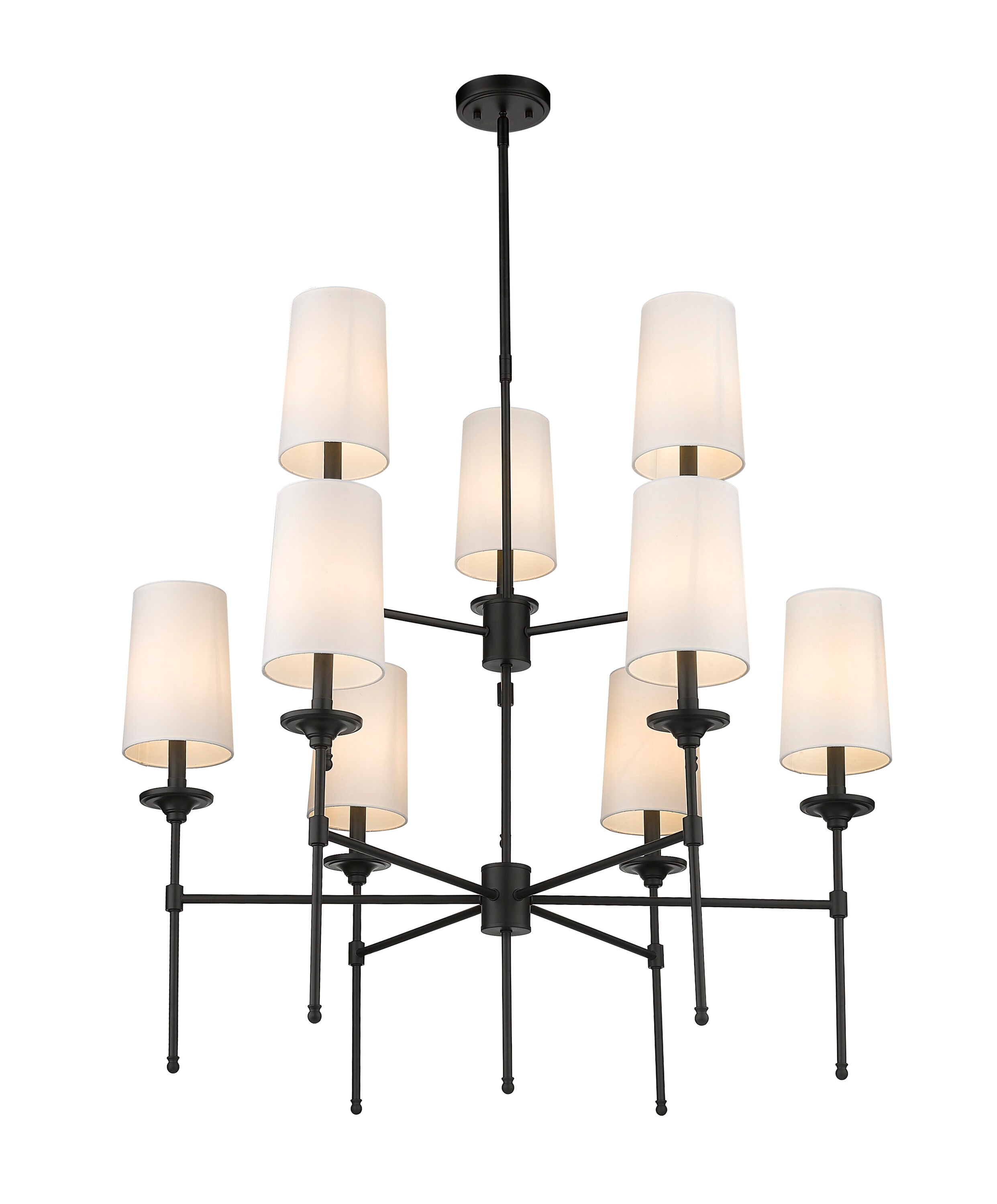 Emily Matte Black 9-Light Transitional Tiered Chandelier