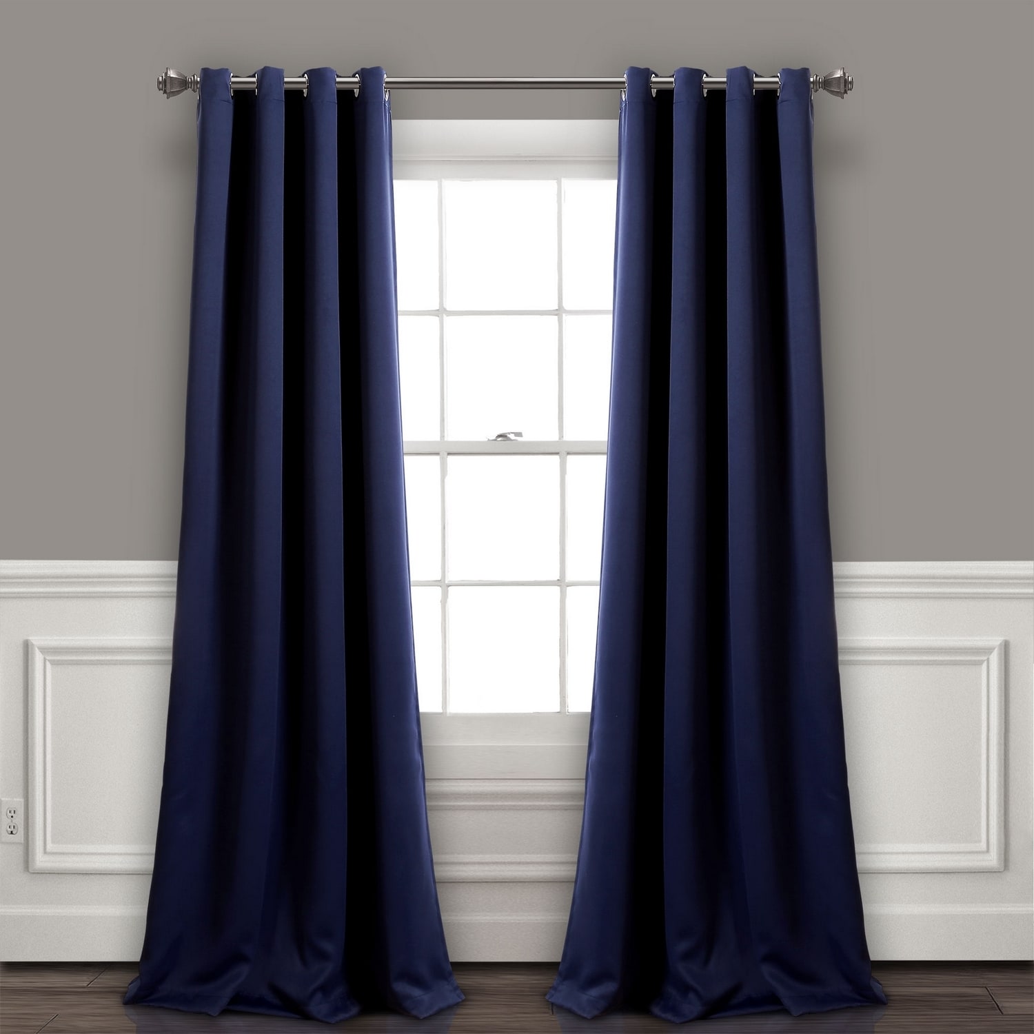 Lush Decor 16T004119 108-in Navy Blackout Grommet Curtain panel pair