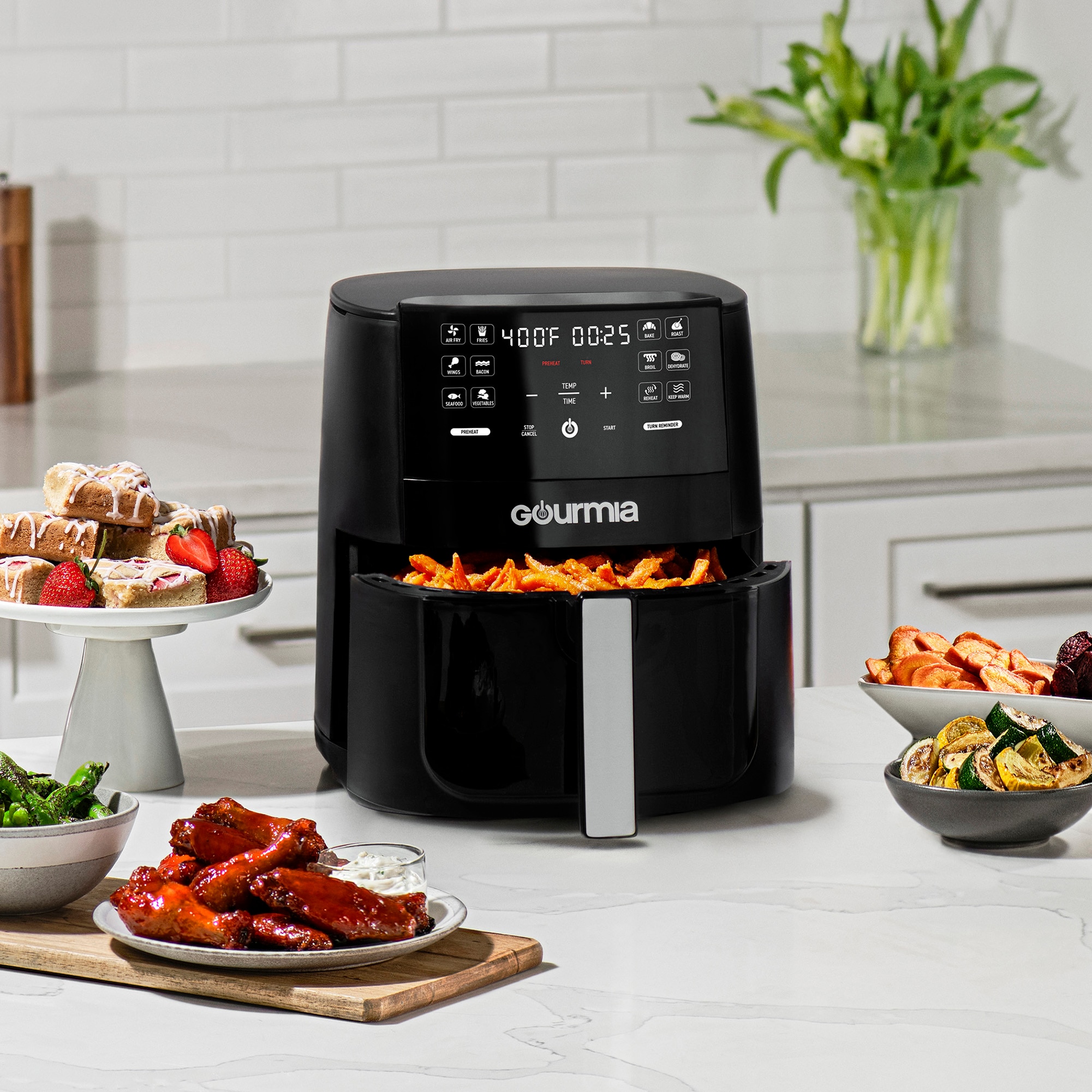 6-Qt online Digital Air Fryer with Guided Cooking, Black