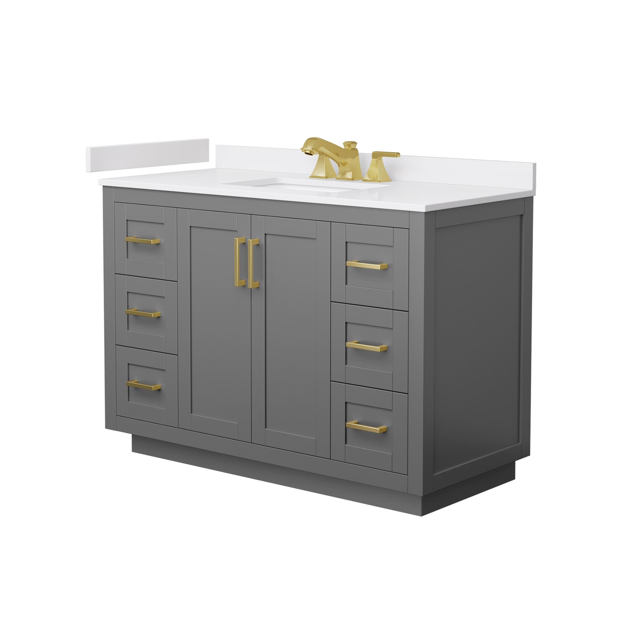 Wyndham Collection Miranda 48-in Dark Gray with Brushed Gold Trim Undermount Single Sink Bathroom Vanity with White Cultured Marble Cultured Marble Top