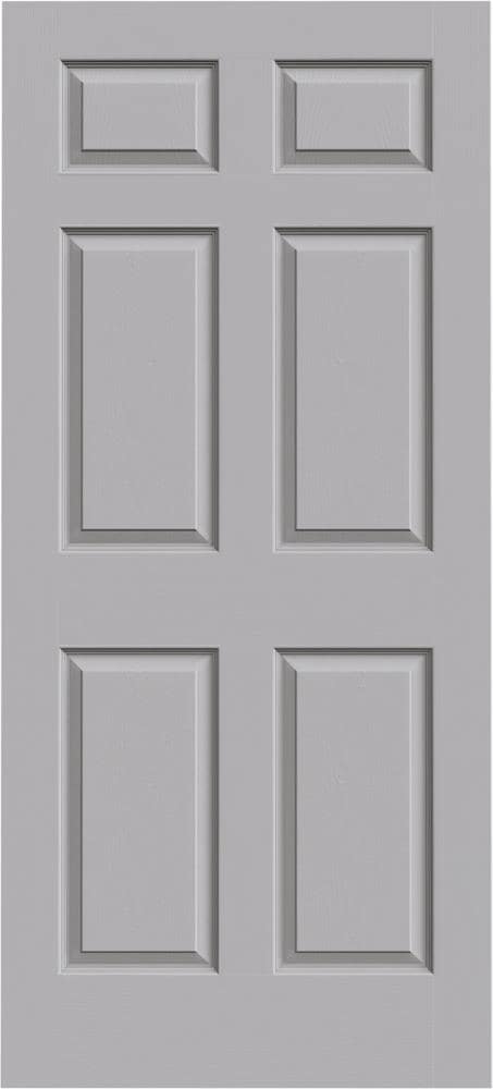 Colonist 36-in x 80-in Driftwood 6-panel Mirrored Glass Hollow Core Prefinished Molded Composite Slab Door in Gray | - JELD-WEN LOWOLJW191300240