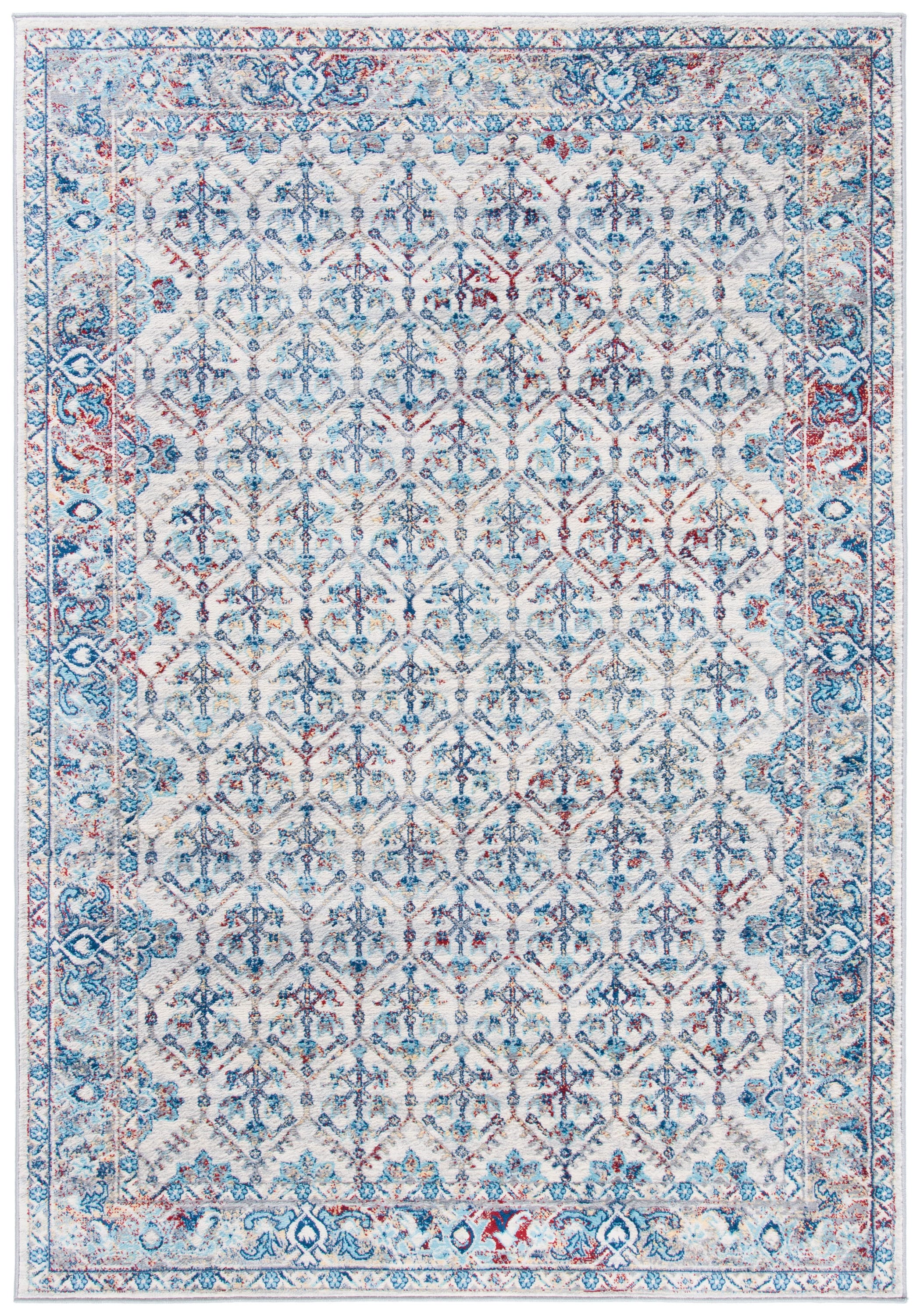 Safavieh BNT869A-6 Brentwood Dile 6 x 9 (ft) Loomed Polypropylene Ivory/Blue Rectangular Indoor Distressed/Overdyed Vintage Area rug