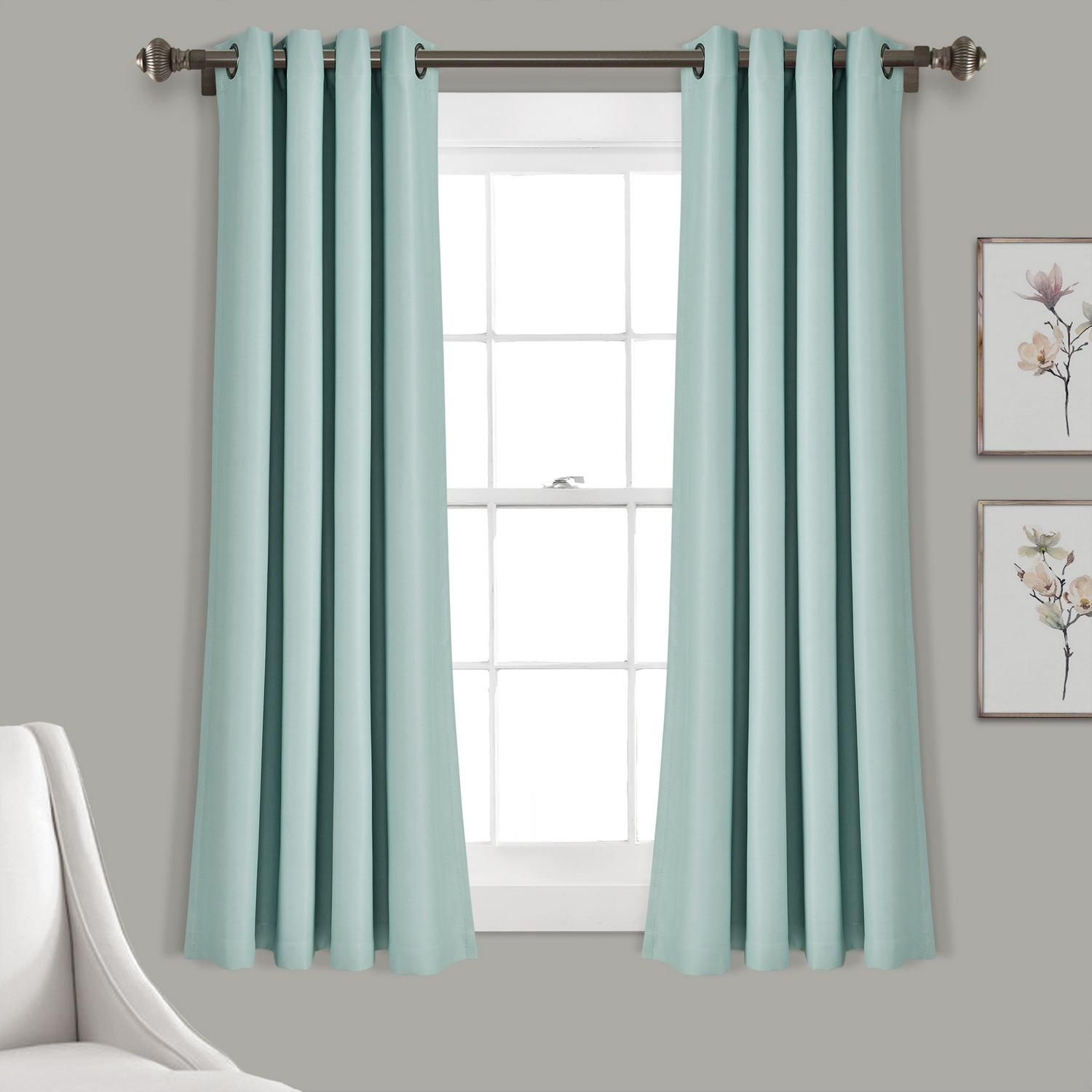 Lush Decor 16T006205 63-Inches Blue Blackout Grommet Curtain panel pair