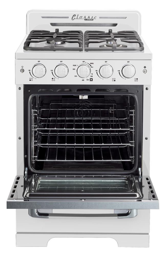 UNIQUE Classic Retro 24-in 4 Burners 2.9-cu ft Freestanding Natural Gas  Range (Marshmallow White) in the Single Oven Gas Ranges department at