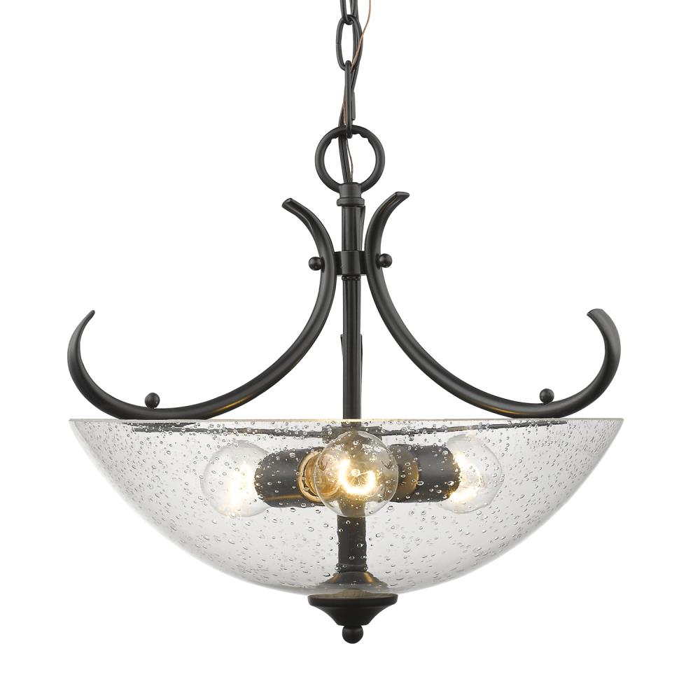 Golden Lighting Parrish 13.25-in Black Traditional Semi-flush Mount Light