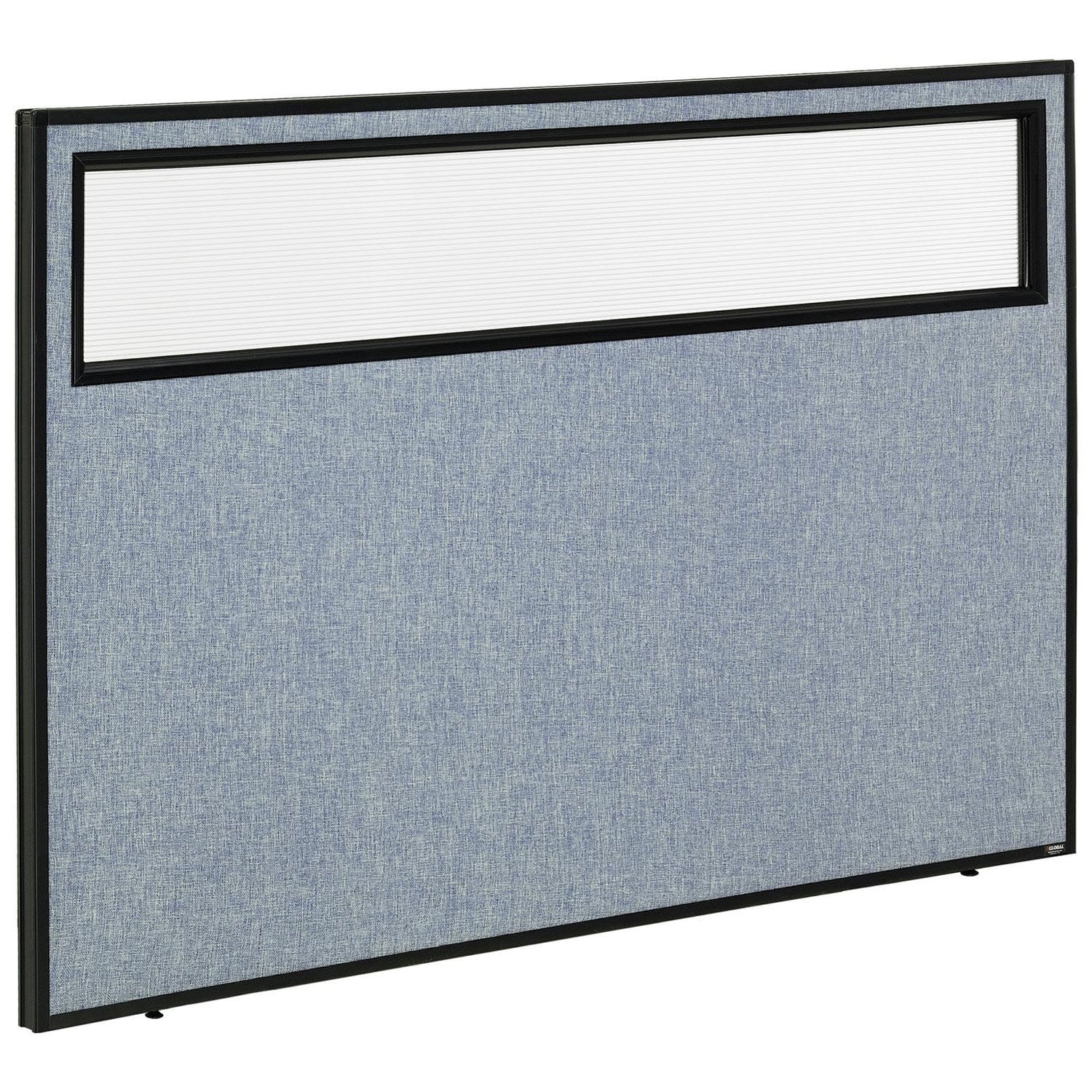 Global Industrial 694756WBL 60-14-inW x 42-inH Office Partition Panel with Partial Window Blue