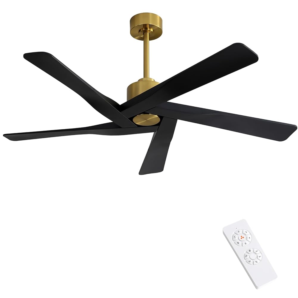 MLIAN WBCF-BS117-GB 54-in black with Black Blades Ceiling Fan Without Light - Remote Included ( 5 -Blade )