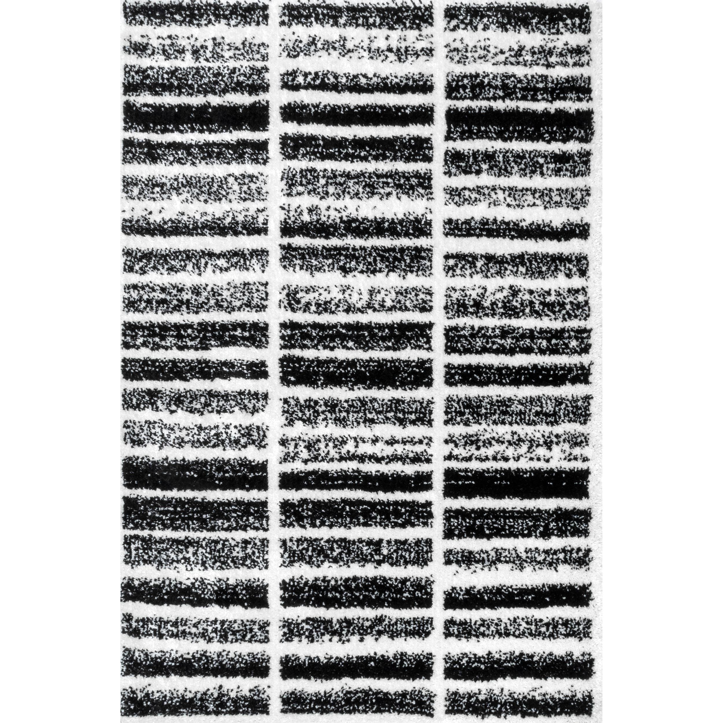 nuLOOM GROC03A-2606 Celyn 2 x 6 (ft) Loomed Polypropylene Black And White Rectangular Indoor Stripe Runner rug
