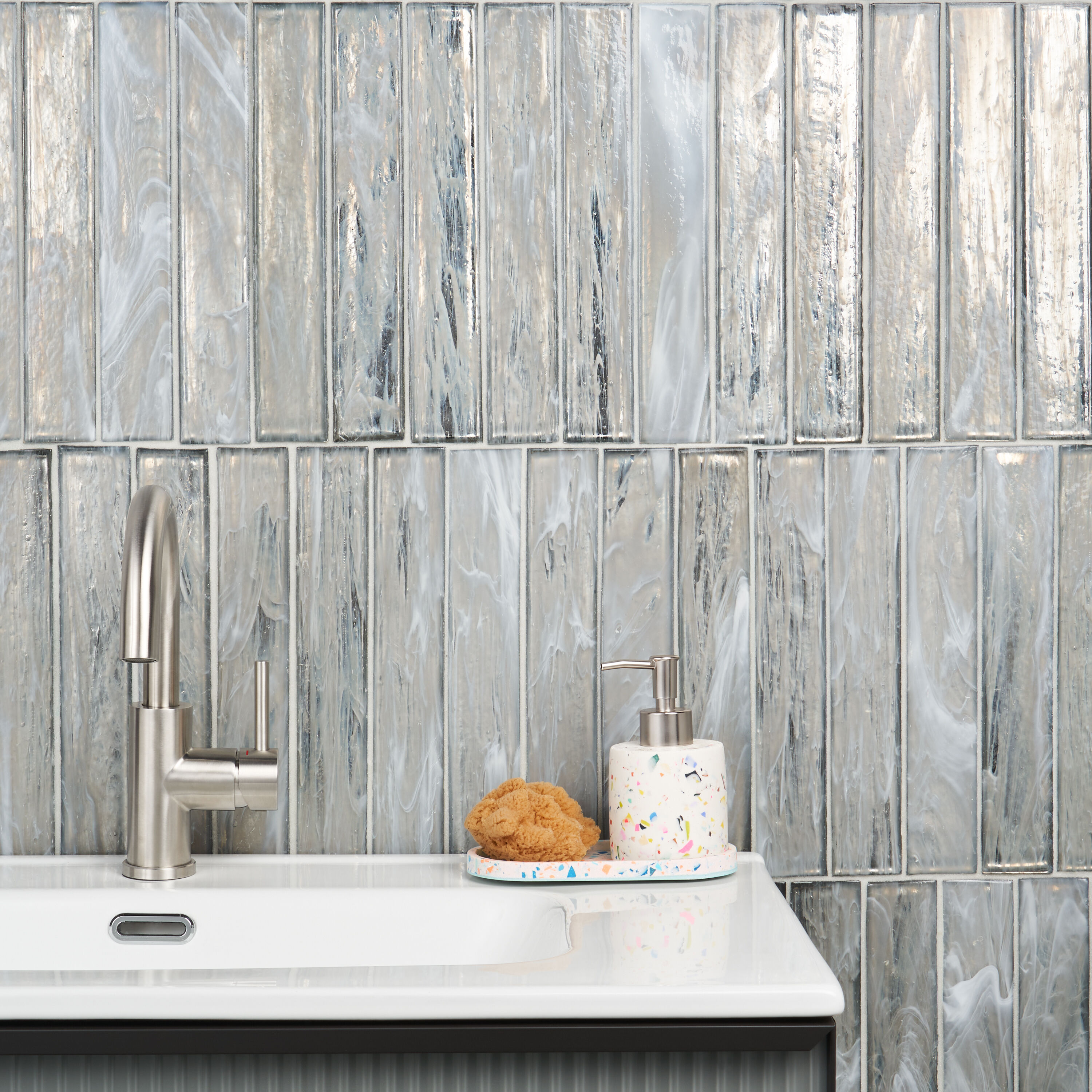 Apollo Brick Polished Silver Glass Subway Wall Tile