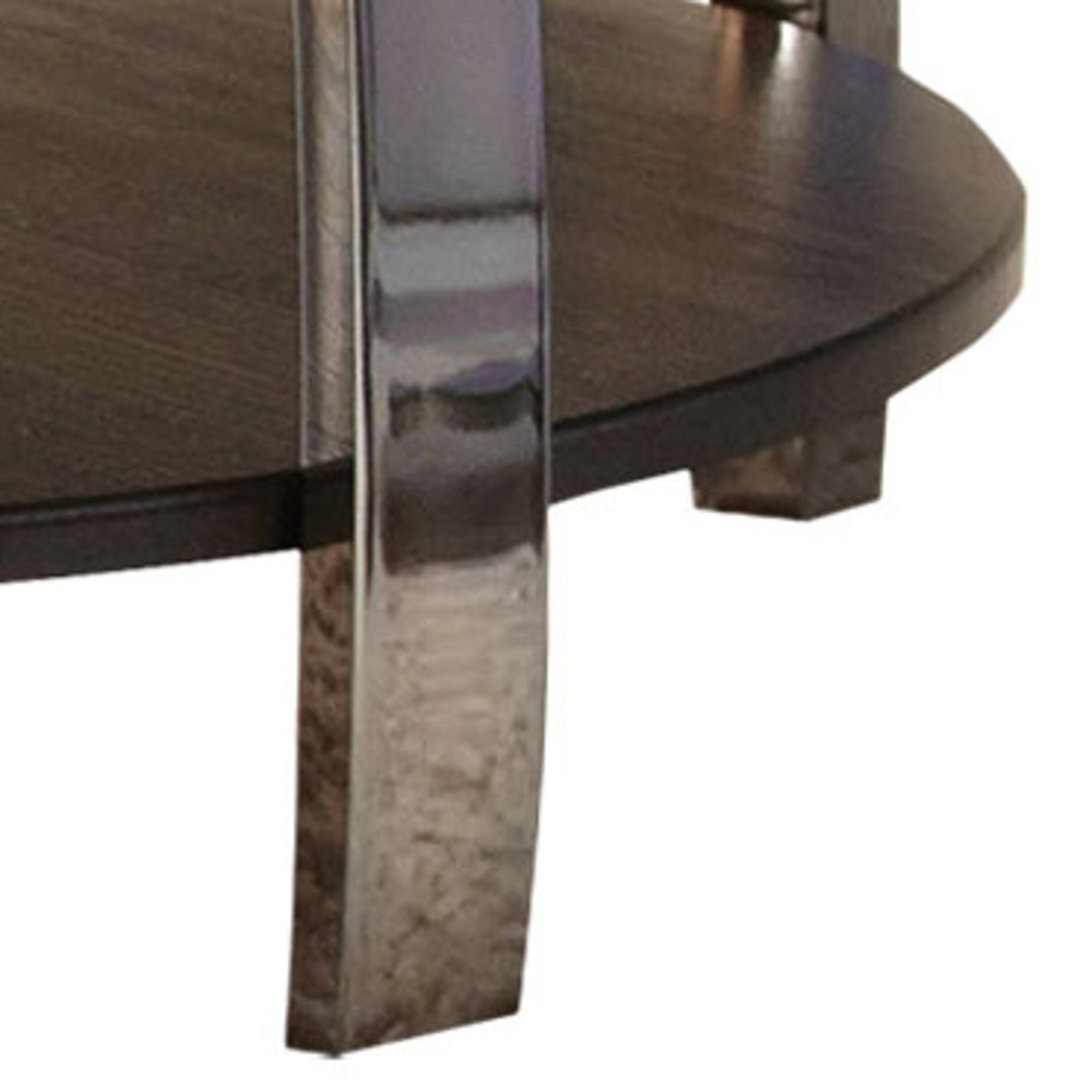 Coham 23" Round Brown Wood and Metal End Table