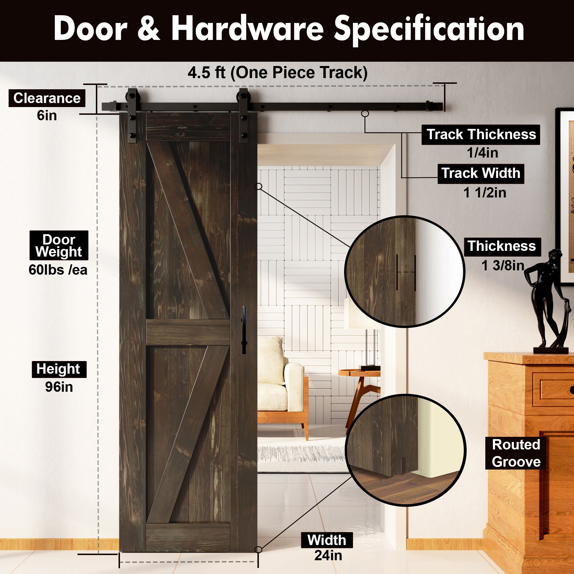 HOMACER YT1TGH054C-2496-K-EB Barn-Doors - View #7