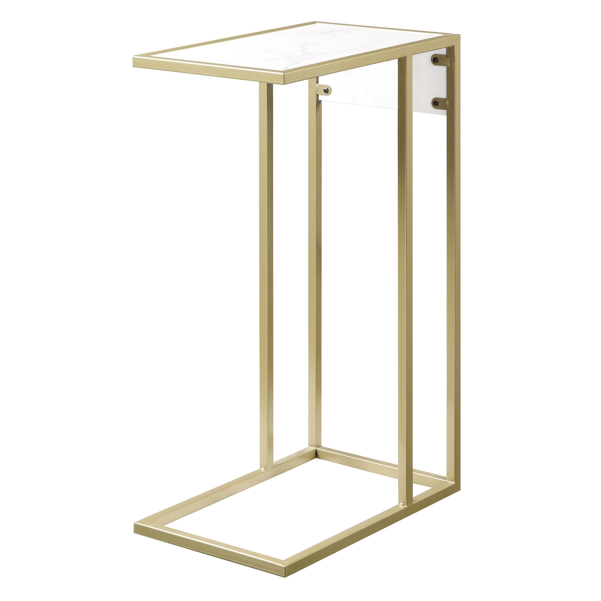 Loft Lyfe LET100-09WG-LS Dayton 15.75-in W x 25.5-in H White/Gold Faux marble Rectangular Modern End Table