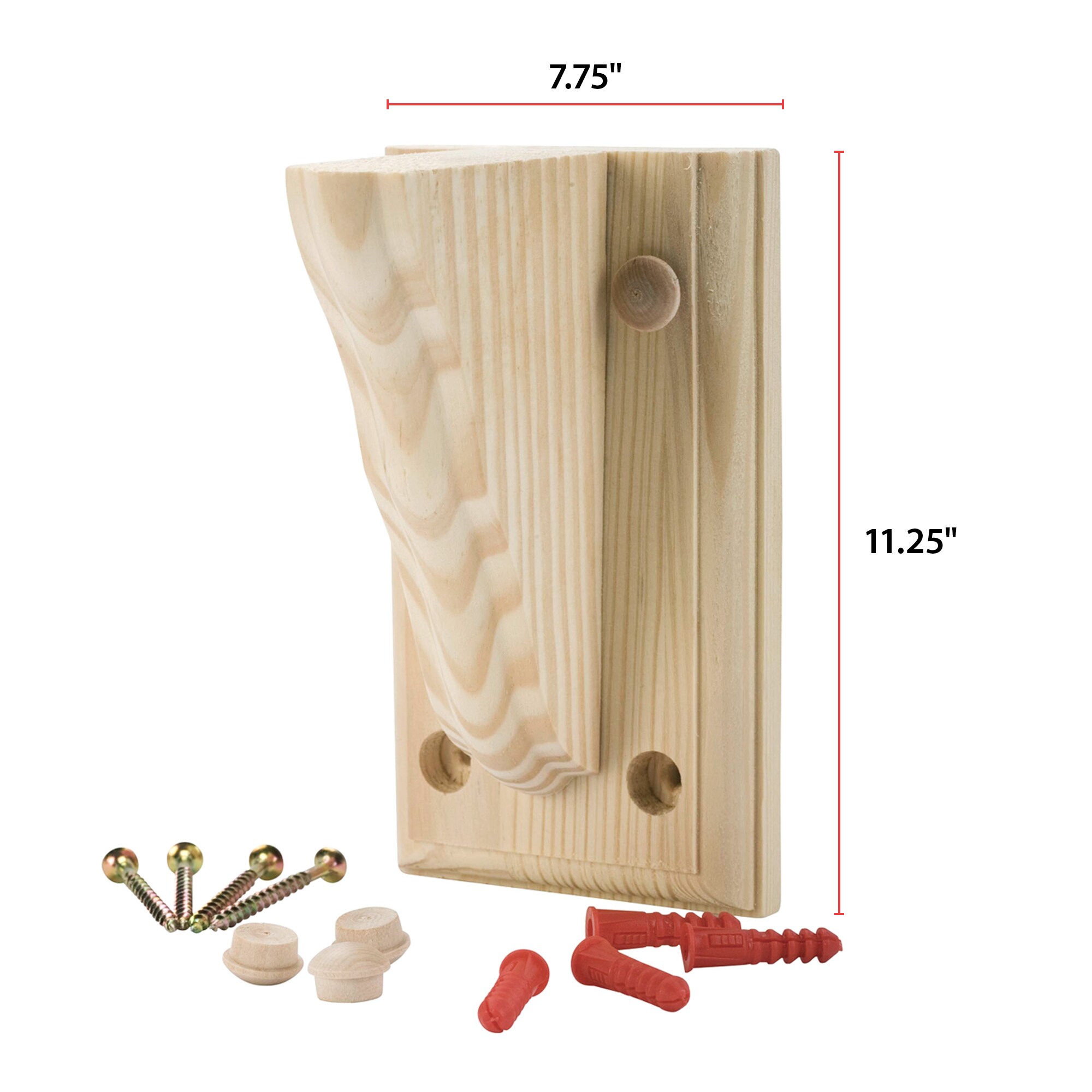Natural Pine Wood Wall Mount Shelf Bracket