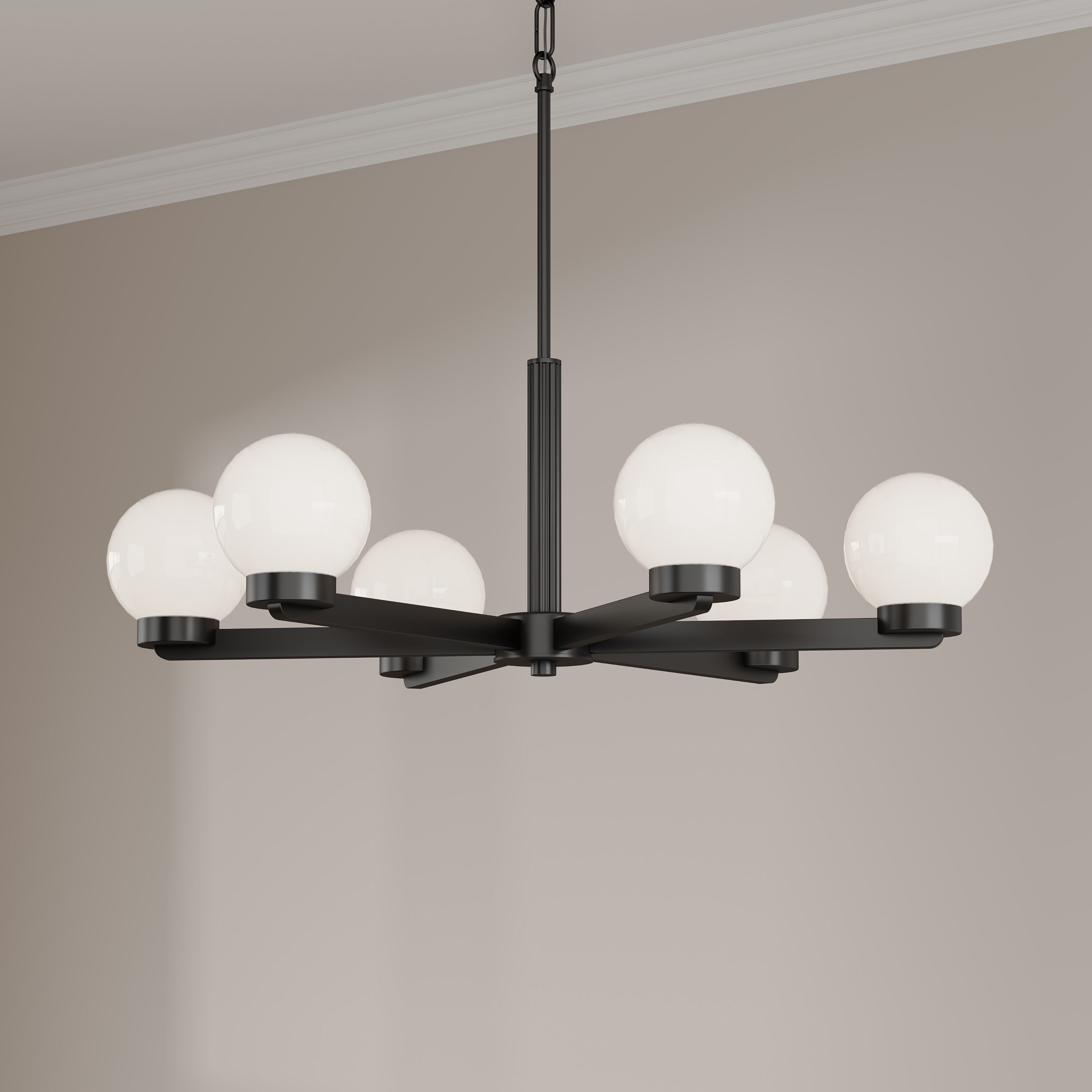 Millennium Lighting Ardeva 6 -Light Matte Black Opal glass Metal Chandelier