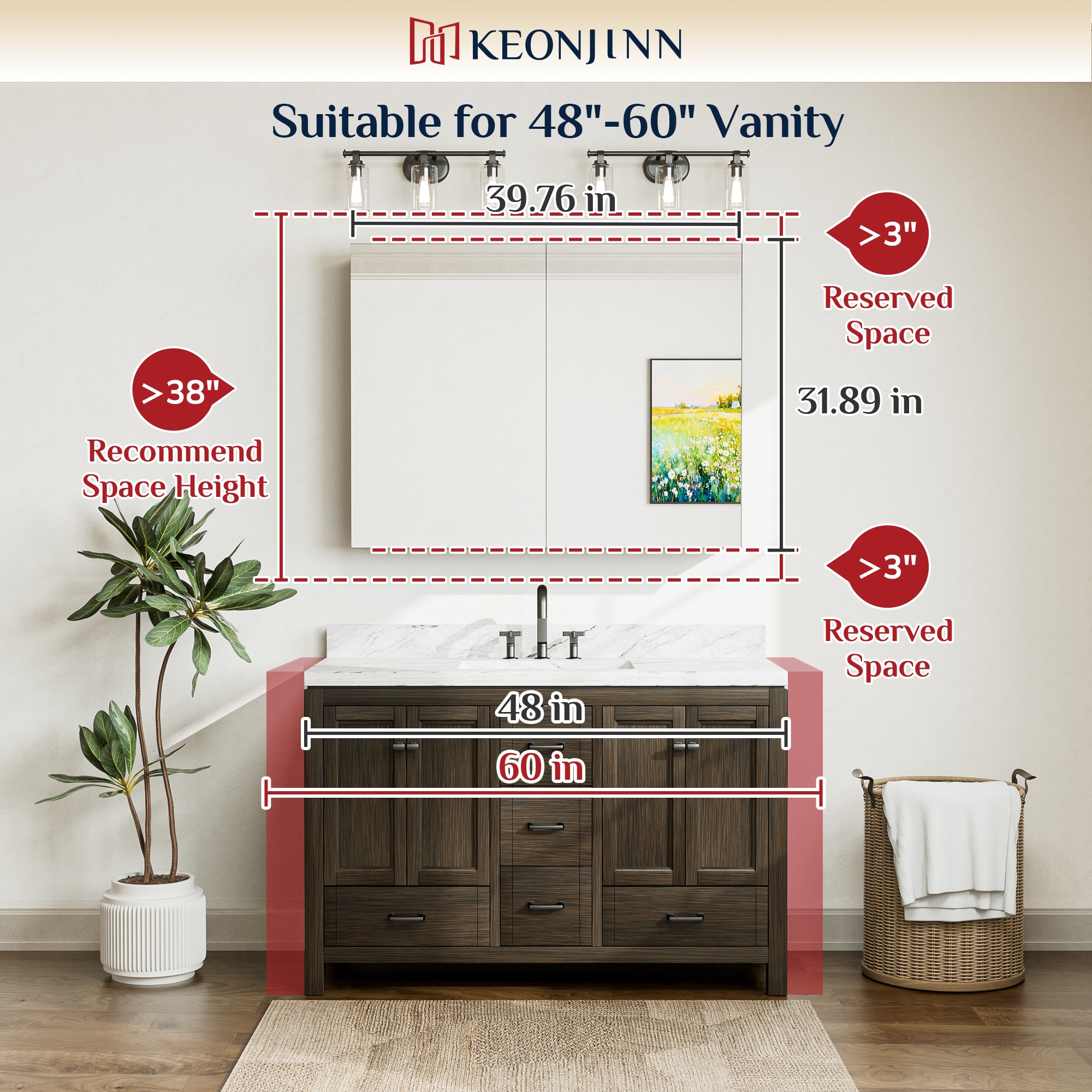 Keonjinn LW-JG-FXFJP-10181-SI Bathroom-Medicine-Cabinets - View #5