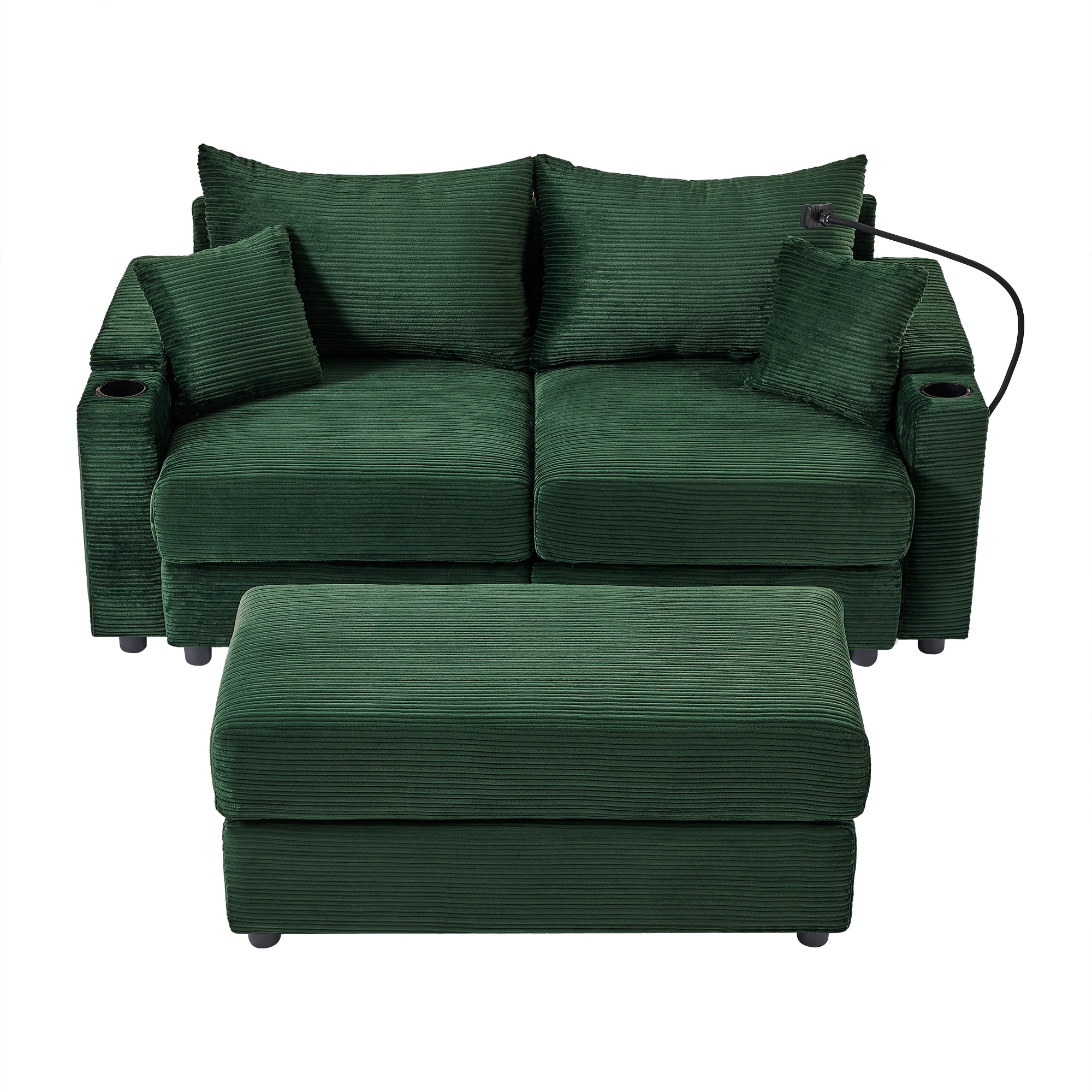 Bybafun YA3700515 72.8-in Modern Green Reclining Loveseat