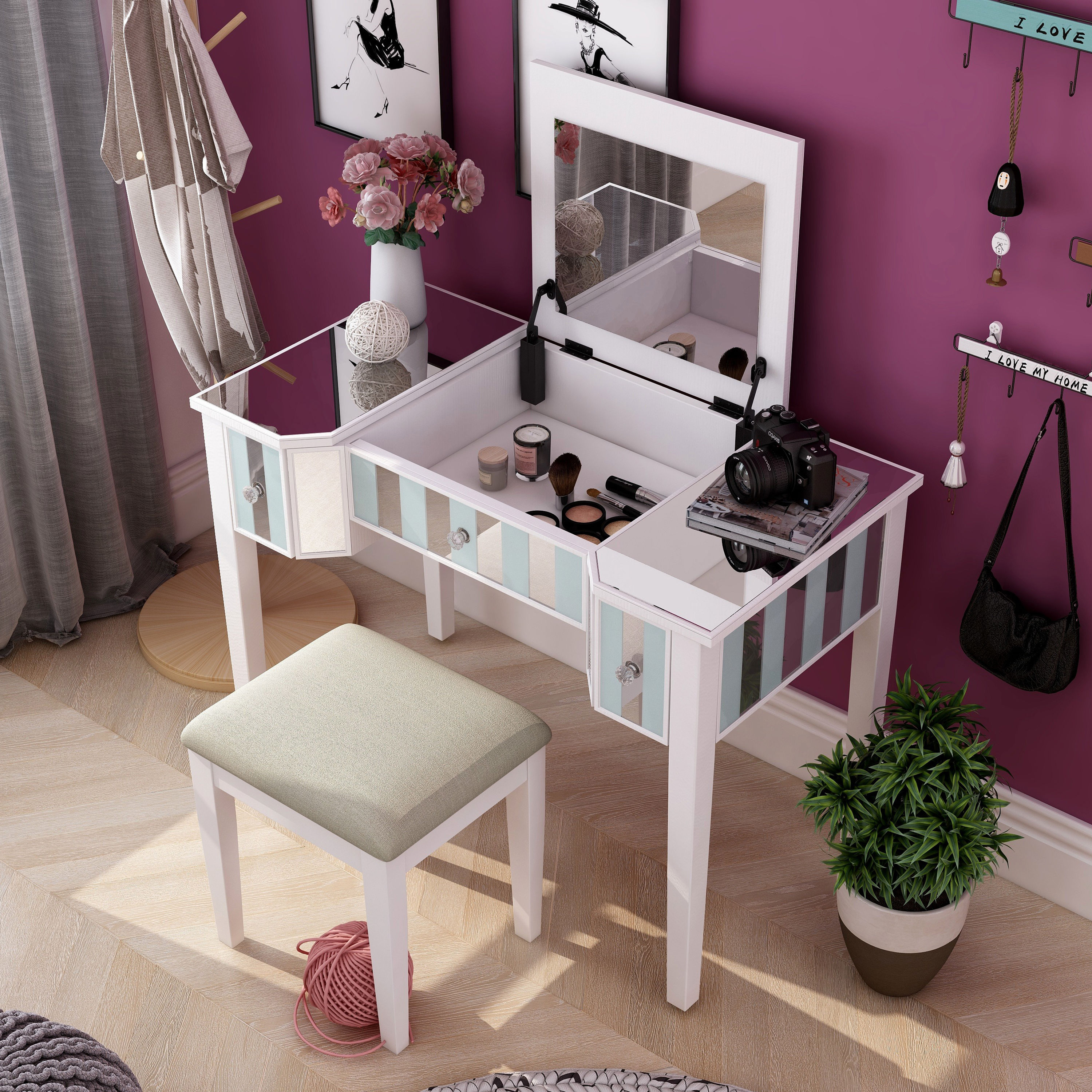 Furniture of America IDF-DK6385WH Bedroom-Vanities - View #3