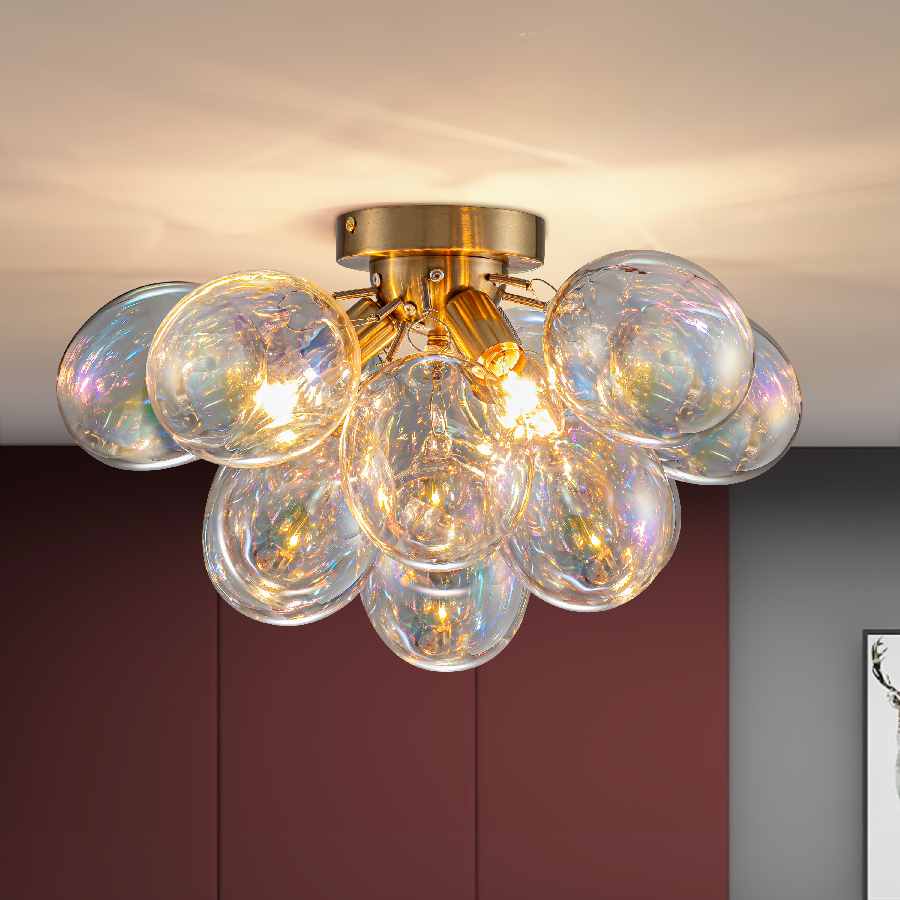 GoYeel ZC045GD03 3 -Light 17.72-in Gold Flush Mount Light