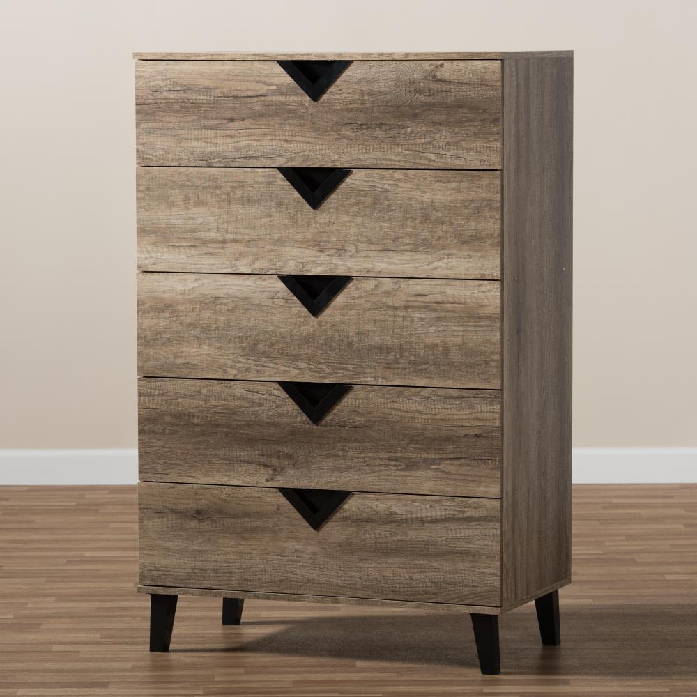 Baxton Studio Wales Brown 5 Drawer Chest at Lowes