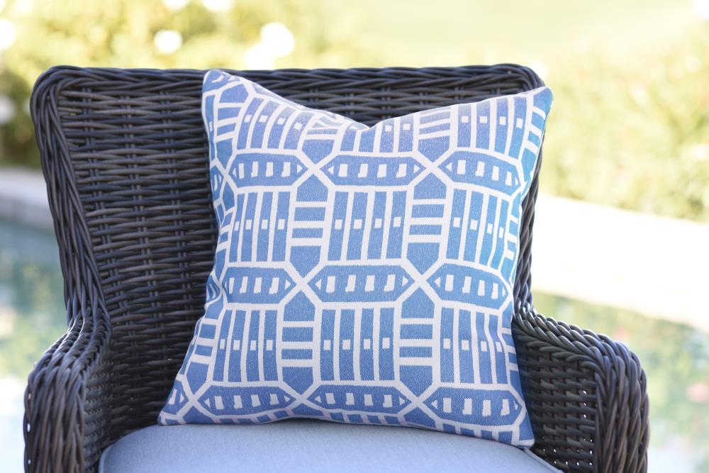 Outdoor Pillows with Insert Blue Geometric Patio Accent Throw