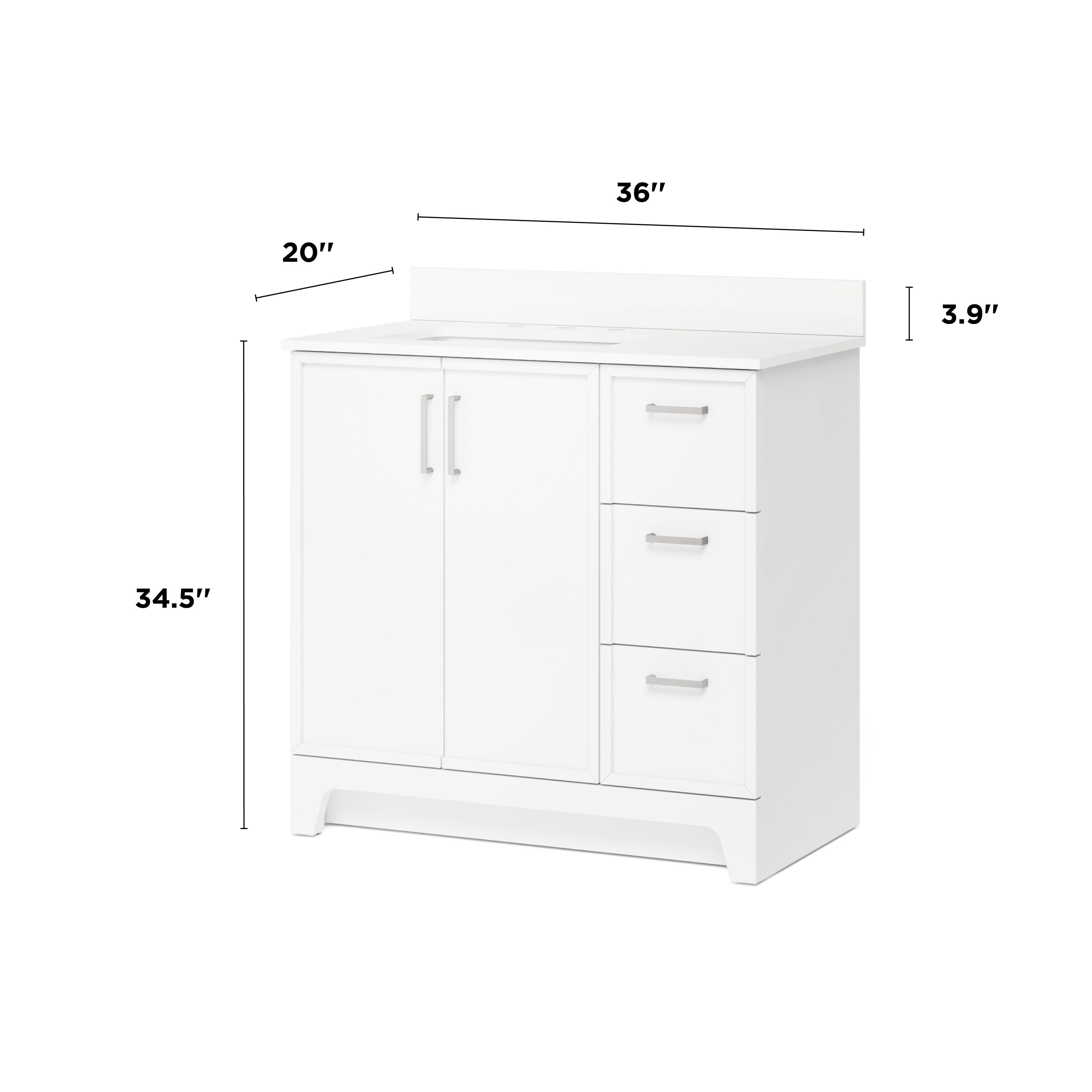 Style Selections Madix 36-in White Undermount Single Sink Bathroom ...