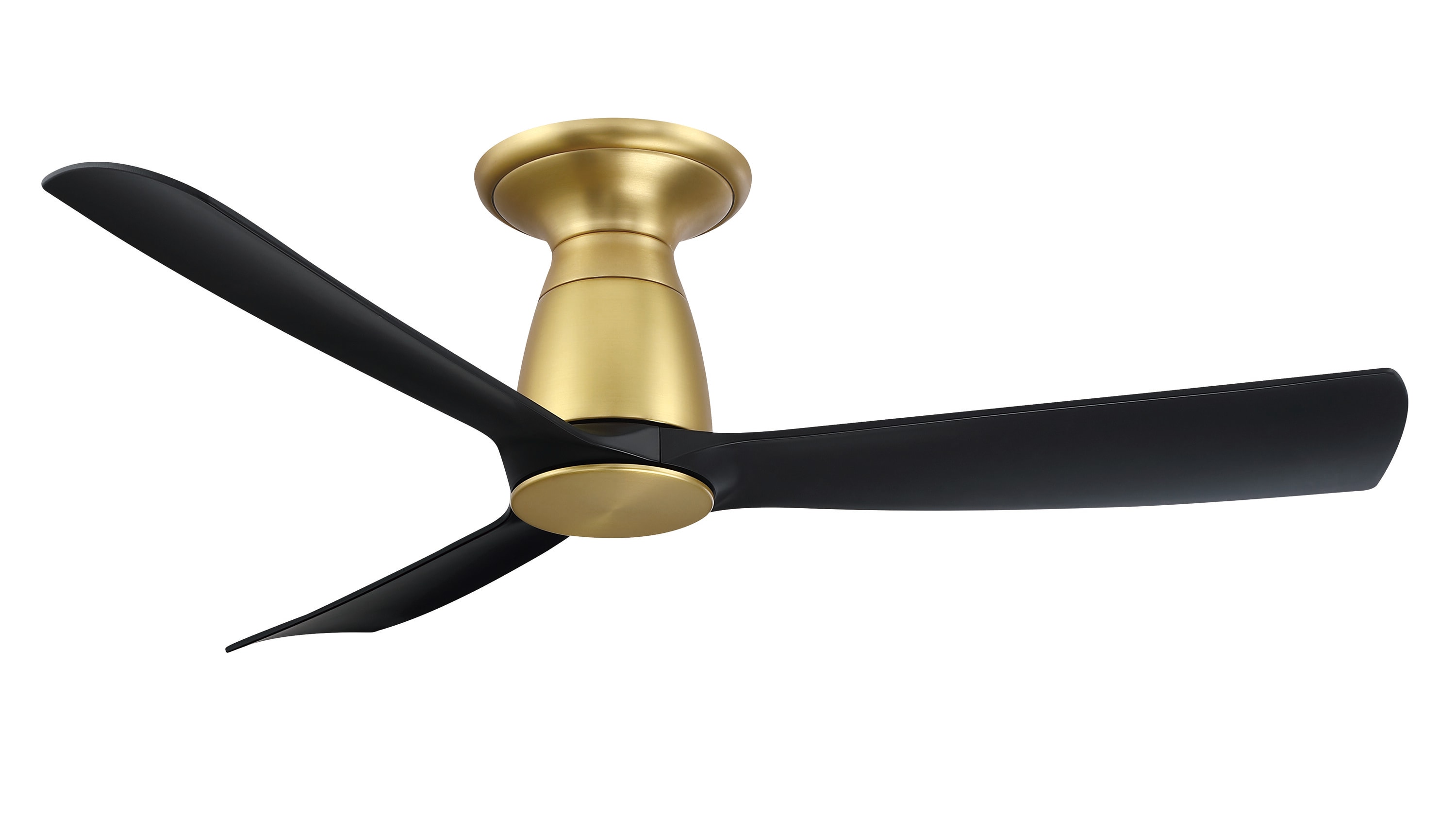 Fanimation FPD8547BSBL-F Kute 44 44-in Outdoor Flush Mount Smart Brushed Satin Brass with Black Blades Propeller Ceiling Fan Light Kit Compatible - Remote Included ( 3 -Blade )